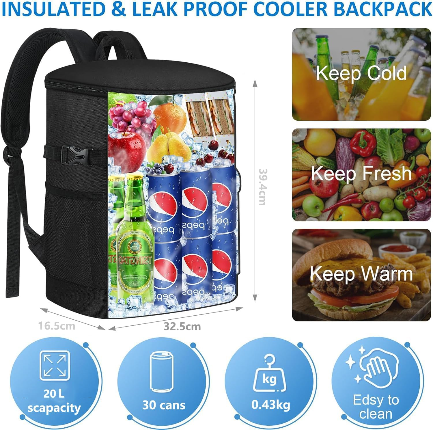 Tactical Cooler Backpack, 33 Cans Backpack Cooler Insulated Leak Proof, 2 Insulated Department Portable Soft Lunch Cooler Bag, Ice Chest Backpack for Hiking, Camping, Lunch and Shopping Trips image number 2