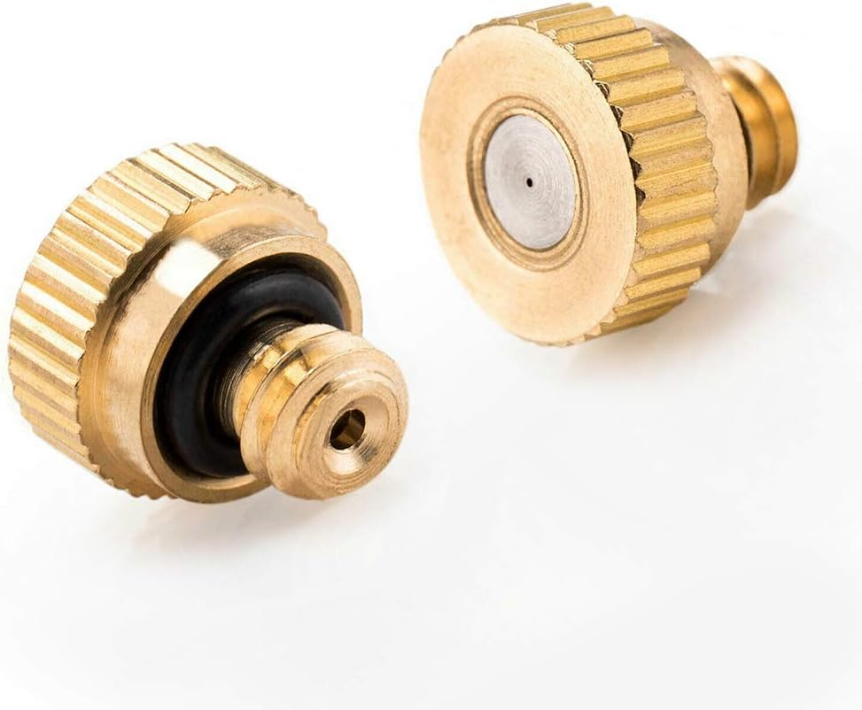 20 Pack Brass Misting Nozzles Heads, Low Pressure Atomizing Misting Sprayer for Patio Lawn, Landscaping, Dust Control, Outdoor Cooling Mister System, 0.016"(0.4Mm) Orifice, 10/24 UNC image number 6