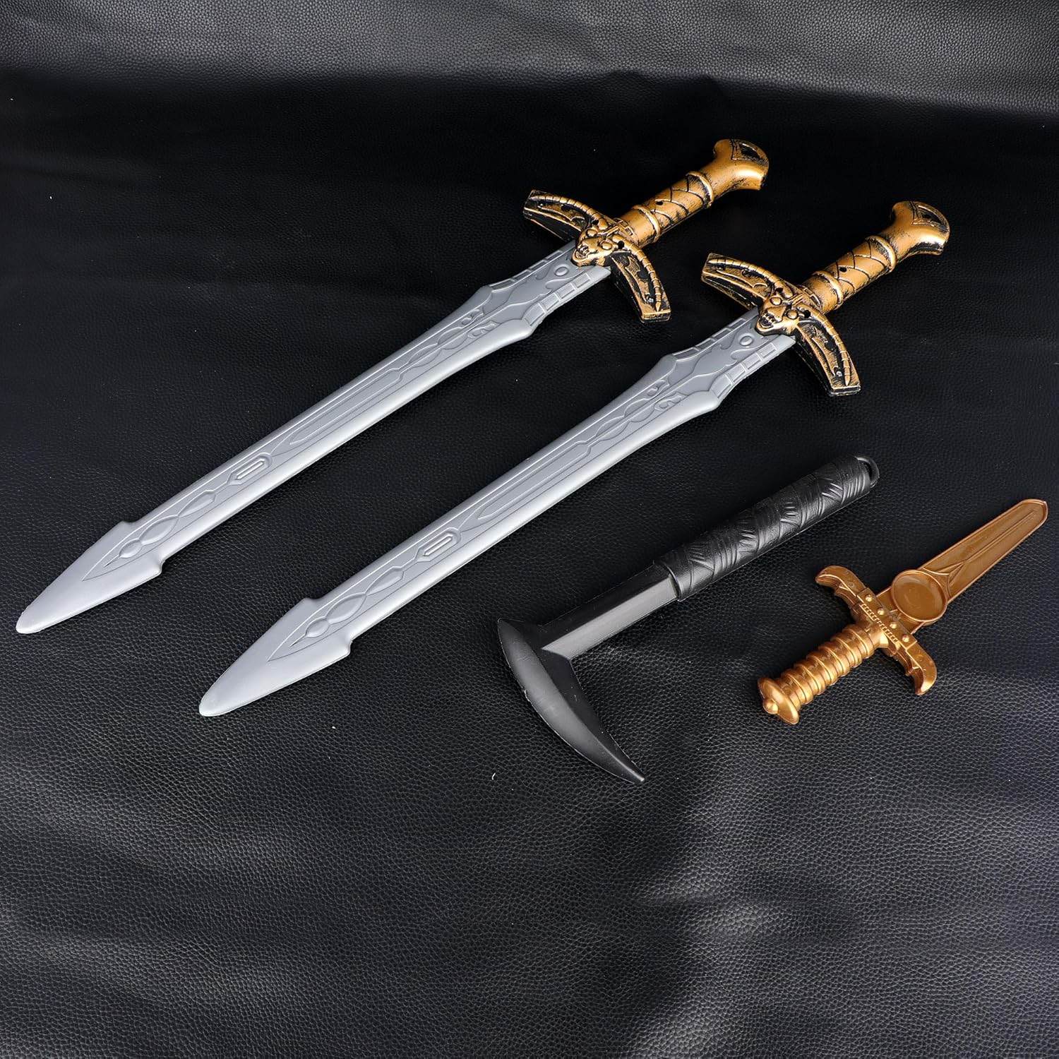 Crusaders Medieval Knight Armor Props Set Bronze-Colored Chest Plate Shield Swords for Dress up Cosplay, Brown image number 5