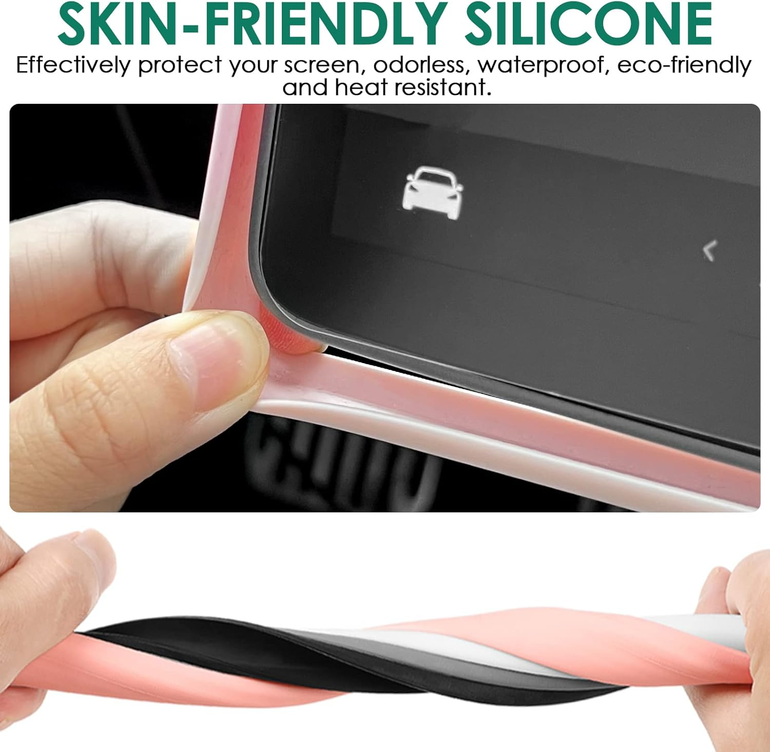 Screen Protector Frame Compatible with Tesla Model 3 Model Y 2024 2023 2022 2021 2020 2019 Screen Edge Protector Cover Center Console Decoration Interior Accessories (Pink) image number 4