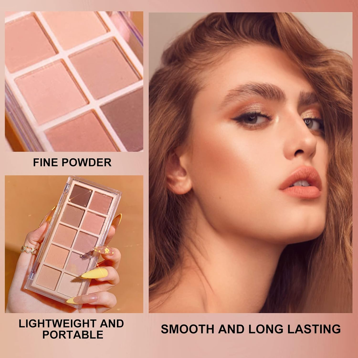 Erinde 10 Colors Eyeshadow Palette - Matte Shimmer Glitter Ultra-Blendable, High Pigmented, Natural-Looking Korean Eye Makeup, Pink Eyeshadow Palette with Brush, Milk Tea - Cement image number 4