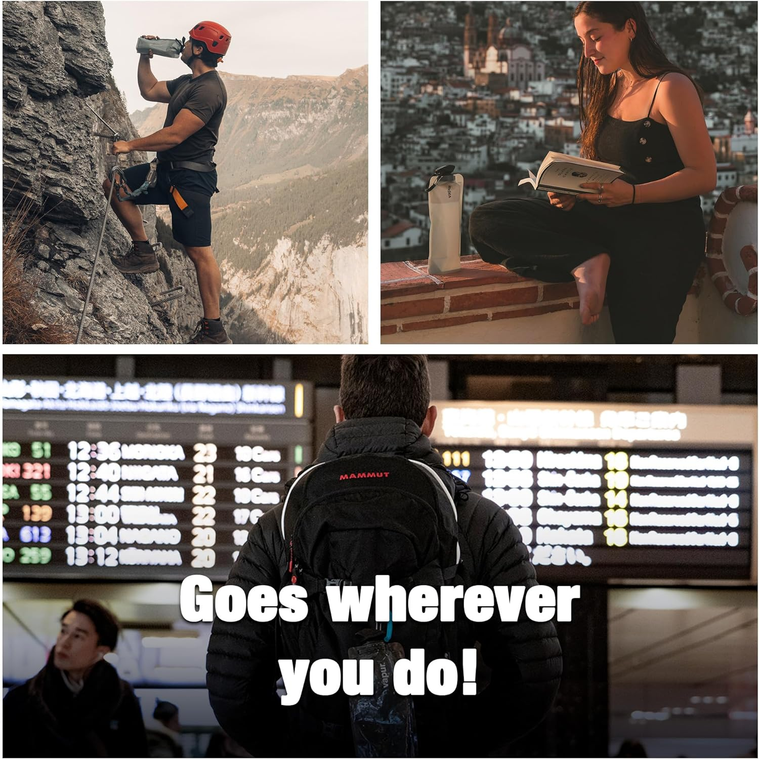 Vapur Eclipse BPA Free Durable Foldable Flexible Water Bottle with Carabiner image number 6