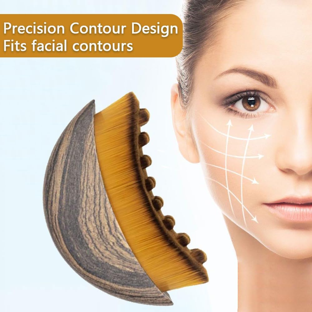 HYAVIA Lymphatic Contour Face Brush for Chin and Jawline Sculpting, Ergonomic Dry Brushing Tool with Ultra-Soft Bristles, Facial Lymphatic Drainage Massager, 2 Pieces with Protective Case, 8&times;6&times;3.5Cm image number 1