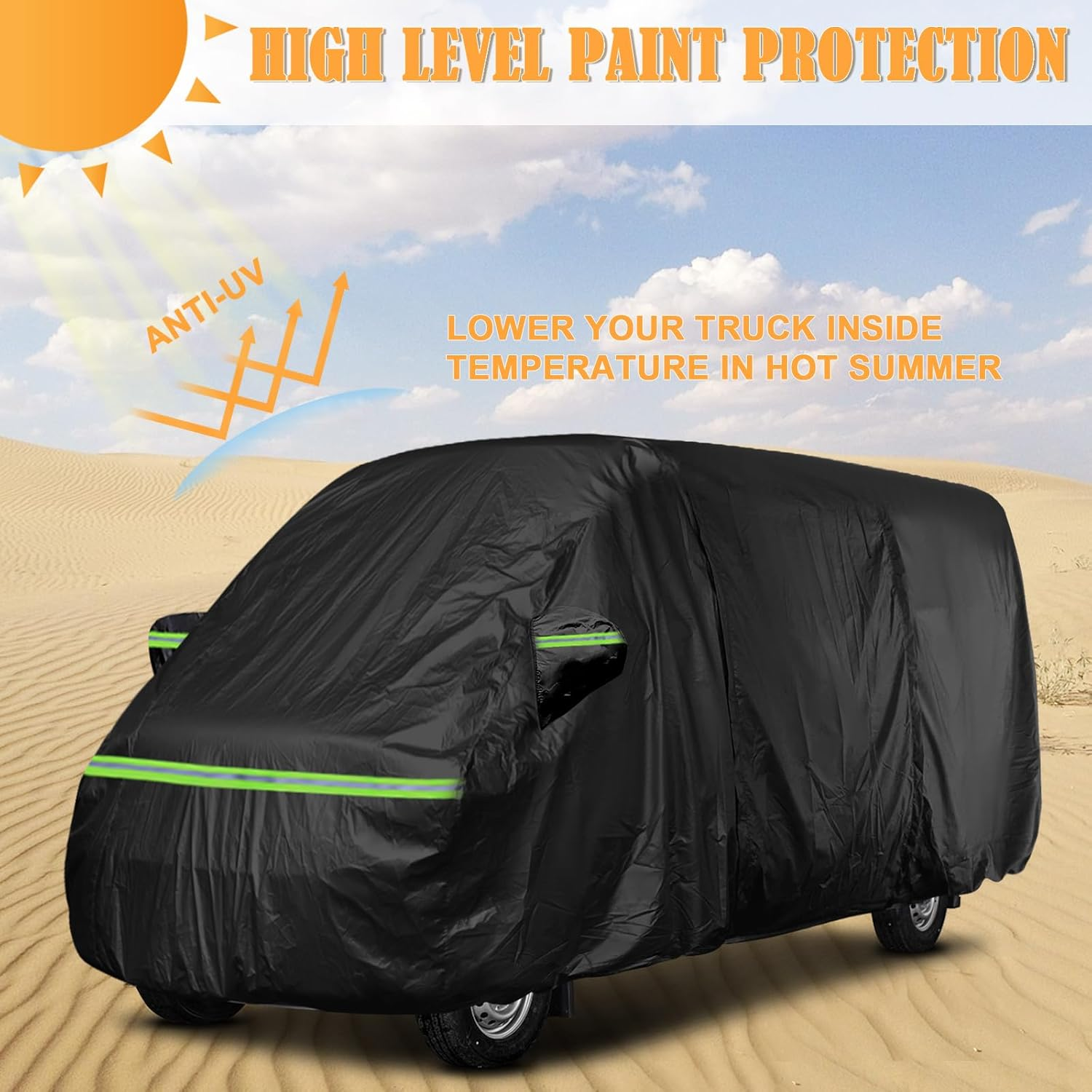 Gpaentsn Waterproof Class B RV High Top Van Cover for up to 24Ft (290 Inch) 2002-2023 LWB Sprinter Van, All Weather Protection Scratch, Dust, Snow Shield image number 4