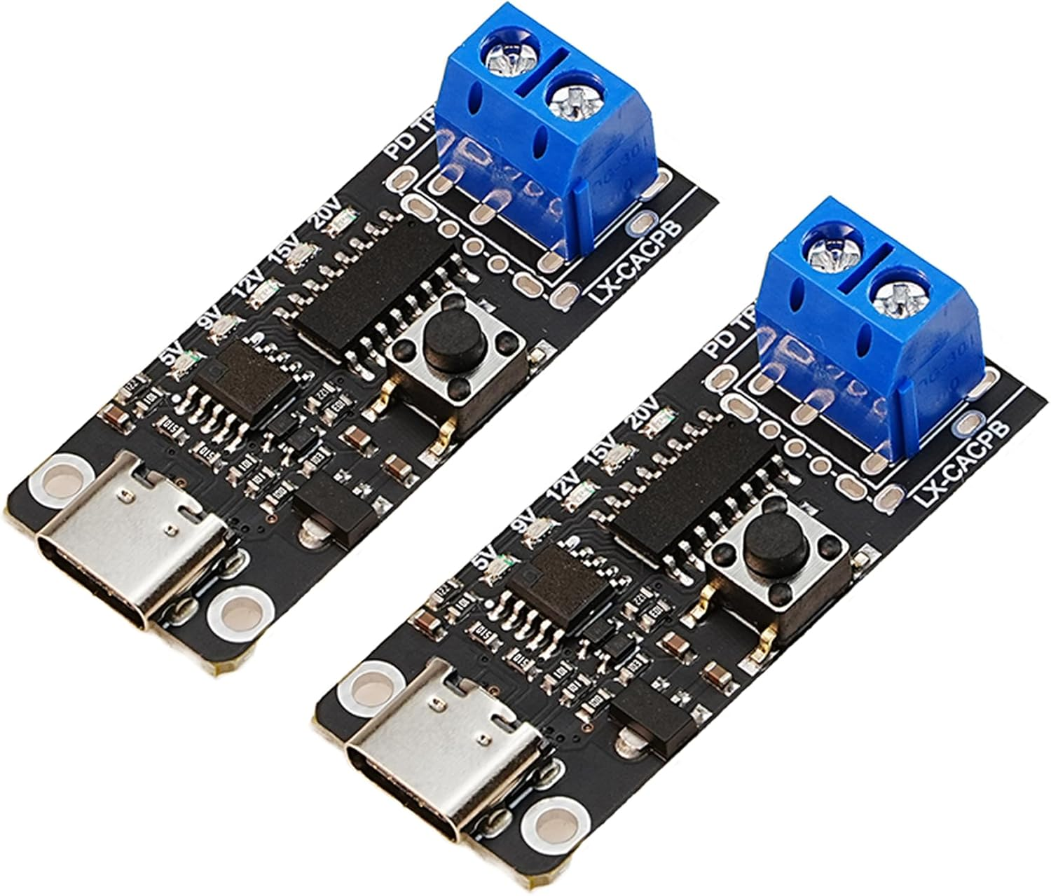 A-DIGISHUO 2PCS 100W 5A USB-C PD QC DC 5V 9V 12V 15V 20V Adjustable Voltage Power Trigger Module 5A Type-C Female Input (Type-C Female to Terminal Output) image number 3