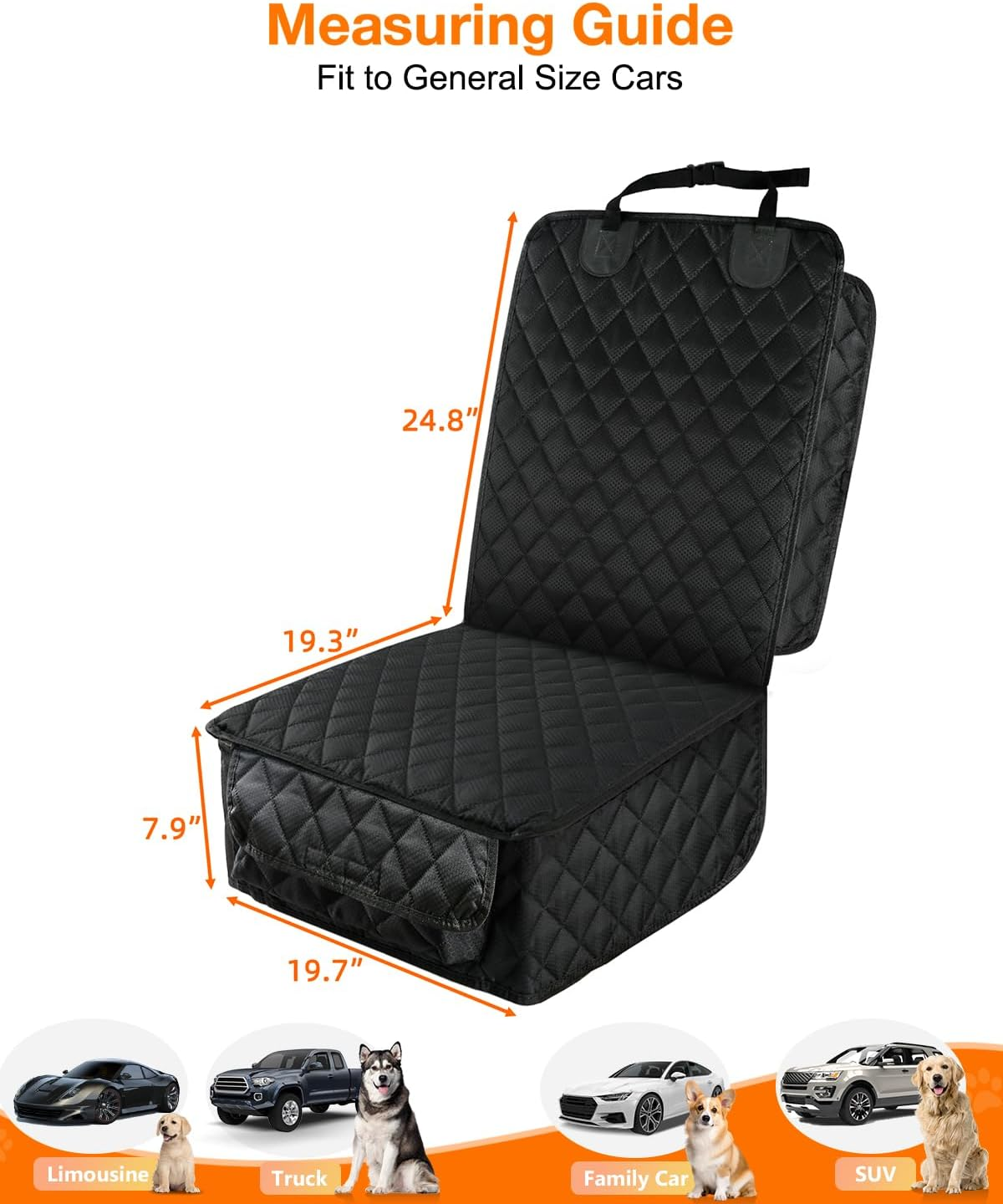 PETICON Waterproof Front Seat Car Cover 2 Pack, Full Protection Dog Car Seat Cover with Side Flaps, Nonslip Scratchproof Captain Chair Seat Cover Fits for Cars, Trucks, Suvs, Jeep, Black image number 5