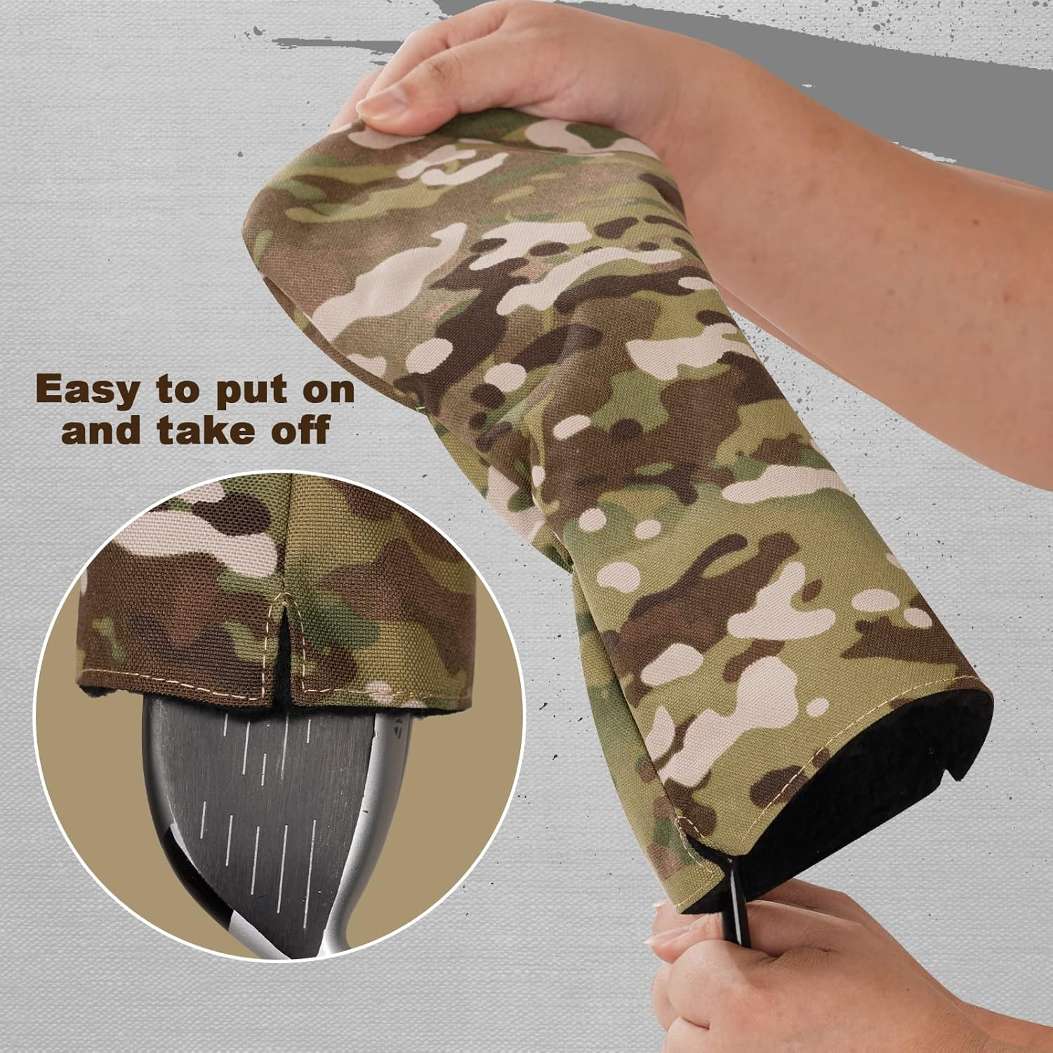 3 Pack Camouflage Golf Club Head Covers for Driver, Fairway Woods and Hybrid, Golf Iron Covers 12 PCS image number 3