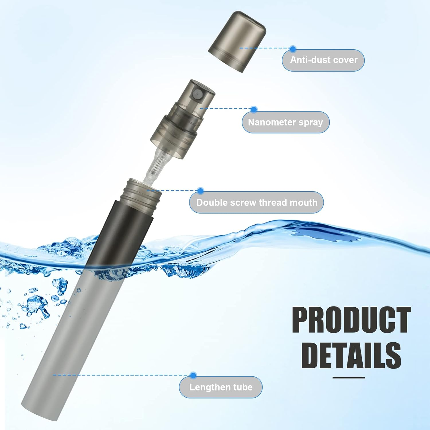 Remerry 10 Ml Perfume Spray Bottles Plastic Travel Refillable Mini Bottles for Women Small Fine Mist Sprayers Portable Frosted Perfume Sprayers Empty Atomizer for Essential Oil (100 Pcs) image number 1