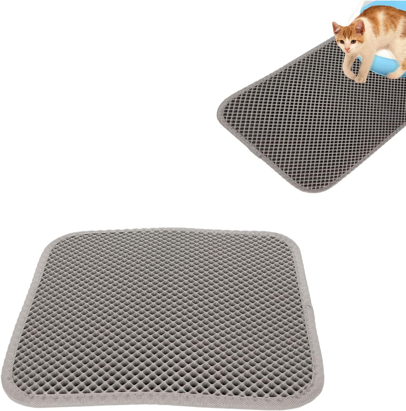 Litter Trapper Pad, Cat Litter Pad, Soft EVA Material, Prevents Slipping, Double Layer for Kittens (Grey) image number 4