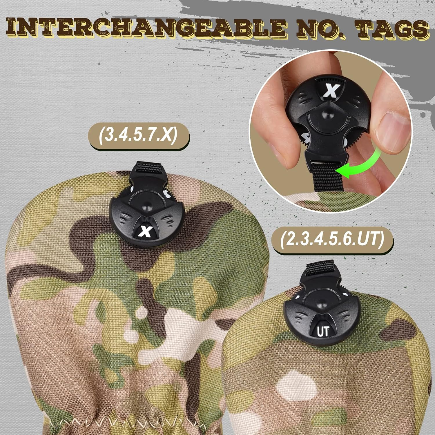 3 Pack Camouflage Golf Club Head Covers for Driver, Fairway Woods and Hybrid, Golf Iron Covers 12 PCS