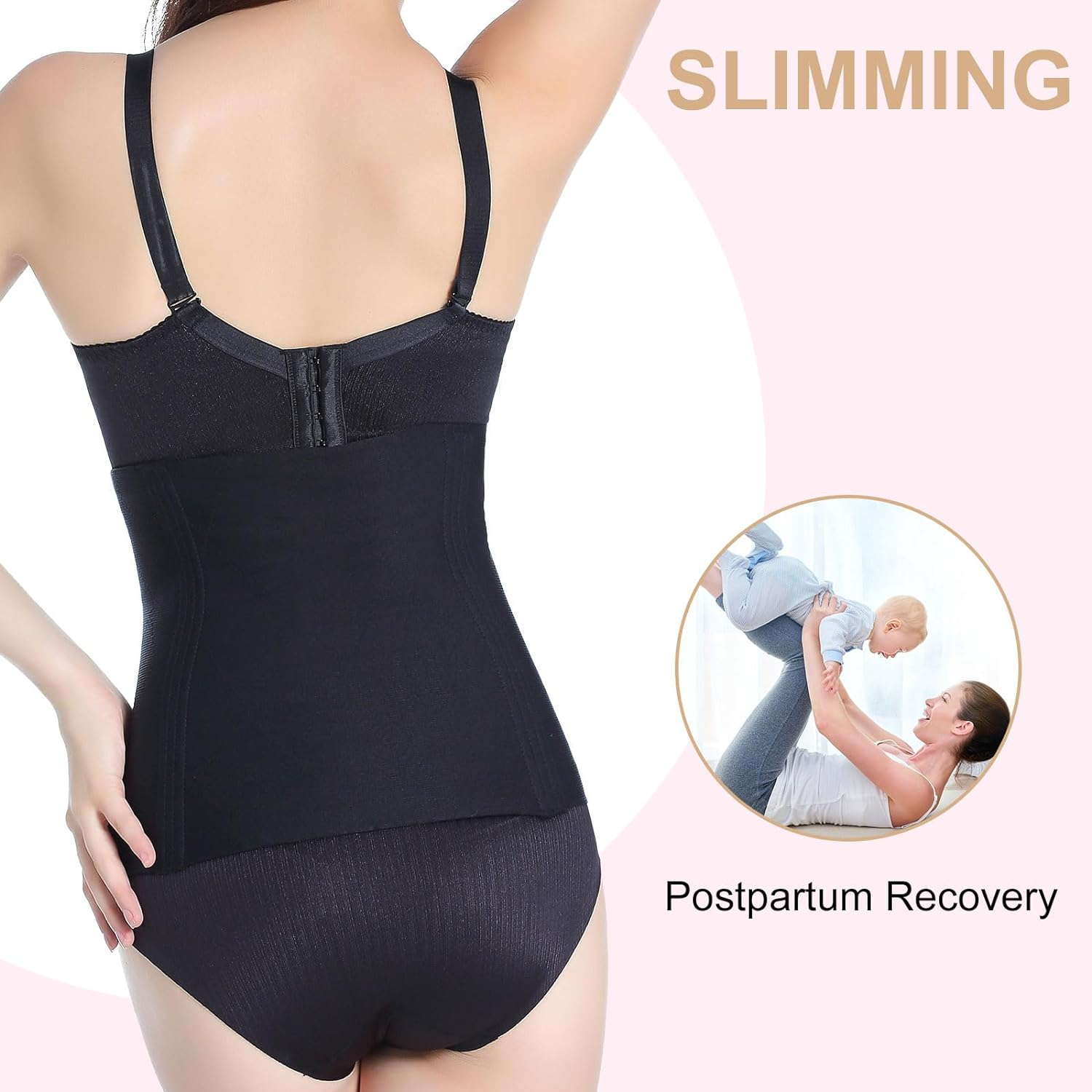 Postpartum Recovery Belly Band, C-Section Recovery Tummy Control Waist Trainer, Seamless High-Waisted Double Steel Bone Postpartum Girdle Shapewear image number 2