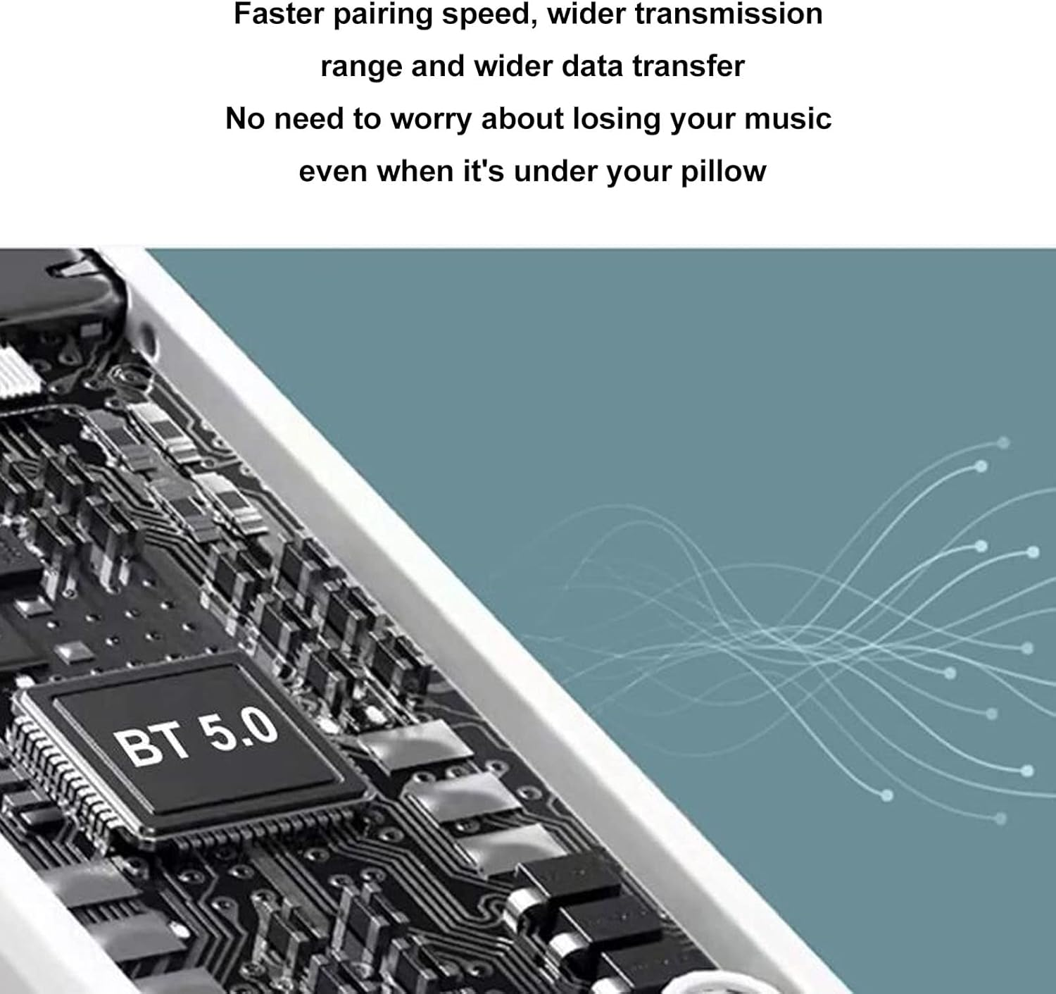 Bone Conduction Bluetoth Pillow Speaker, Portable under Pillow Speakers Volume Control Timer Function Bluetooth Wireless Sleep Aid Sound for Sleep Aid (Blue) image number 4