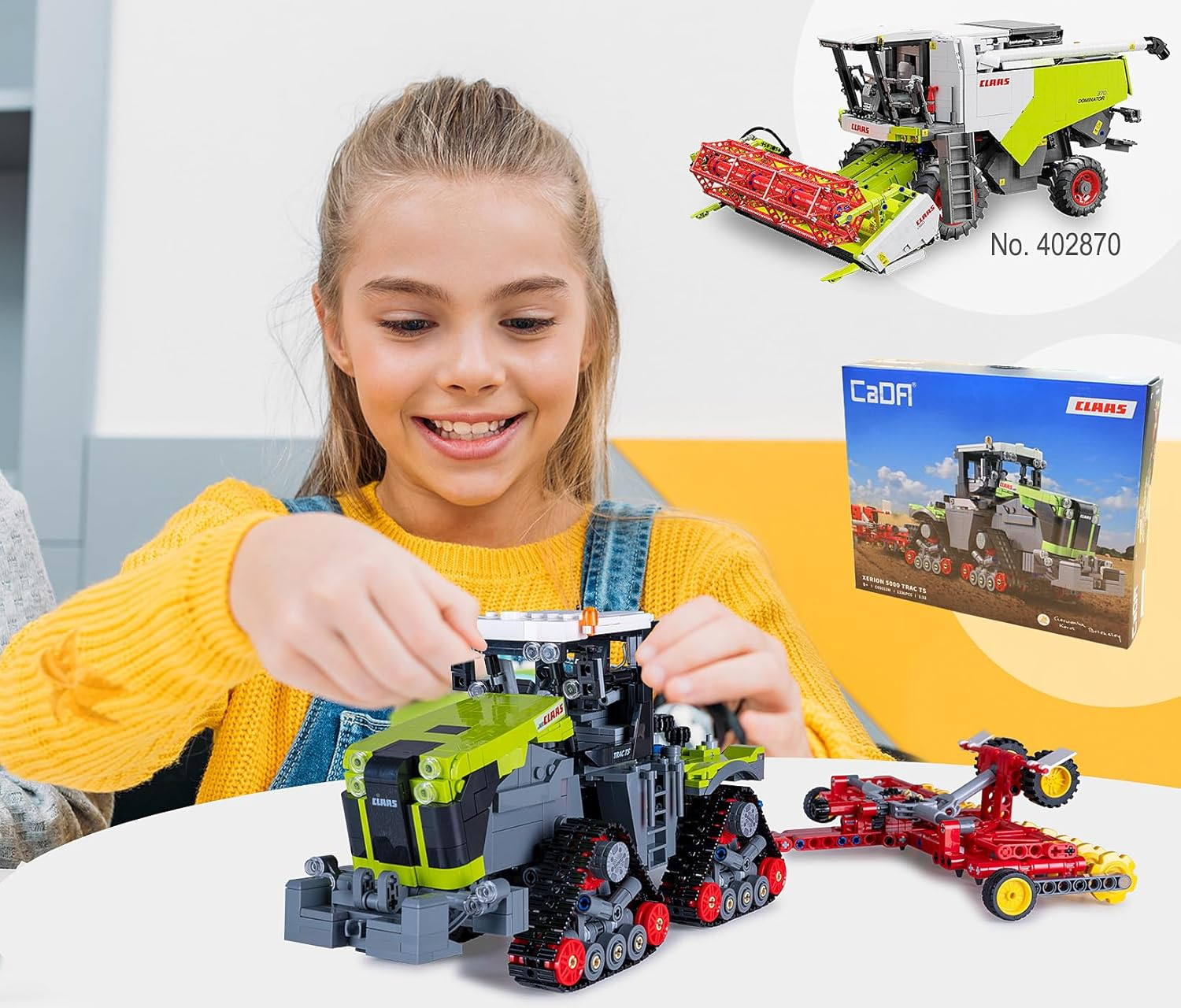 JAMARA 402856 CADA Claas Xerion 5000 Trac TS 1:32 Bricks, Children'S Agriculture Toy from 8 Years, Technology for Boys, Clamping Building Blocks Set, Gift Idea for Children, Detailed image number 3