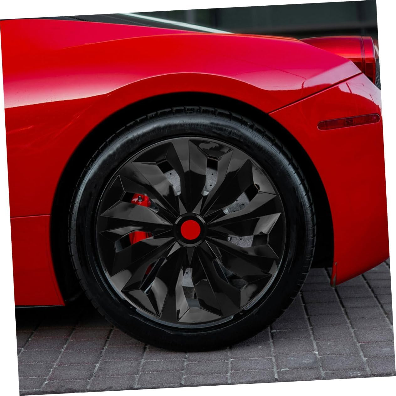 TOPPERFUN 14 Inch Car Wheel Hub Cap Universal Rim Cover Hub Center Cap for Trucks and Cars Black Sturdy Wheel Decoration for City and Off-Road Driving