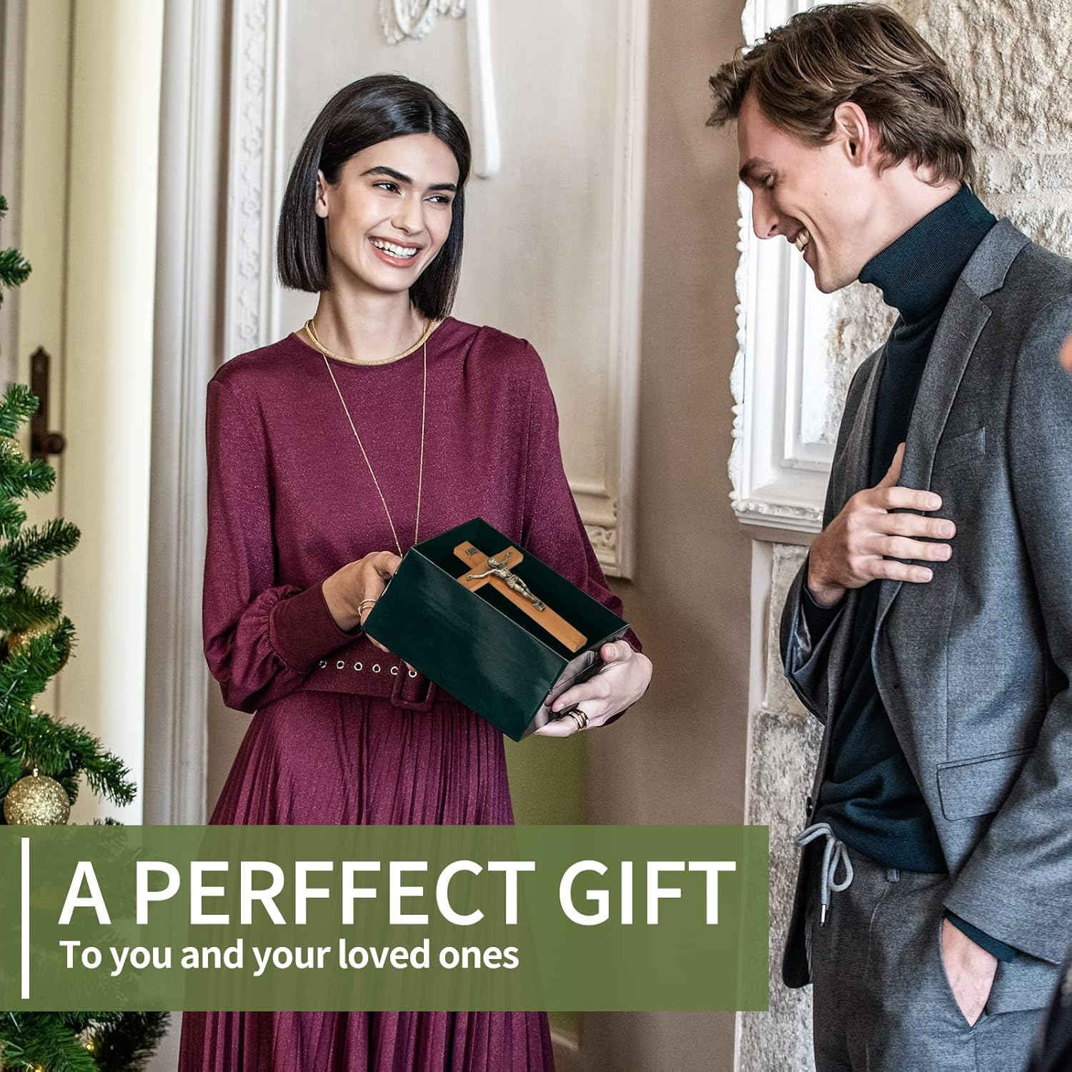 ARCHOBAN 10" Crucifix Wall Cross &ndash; Catholic Wooden Jesus Christ Cross for Wall or Prayer Room, Solid Wood Home Decor image number 2