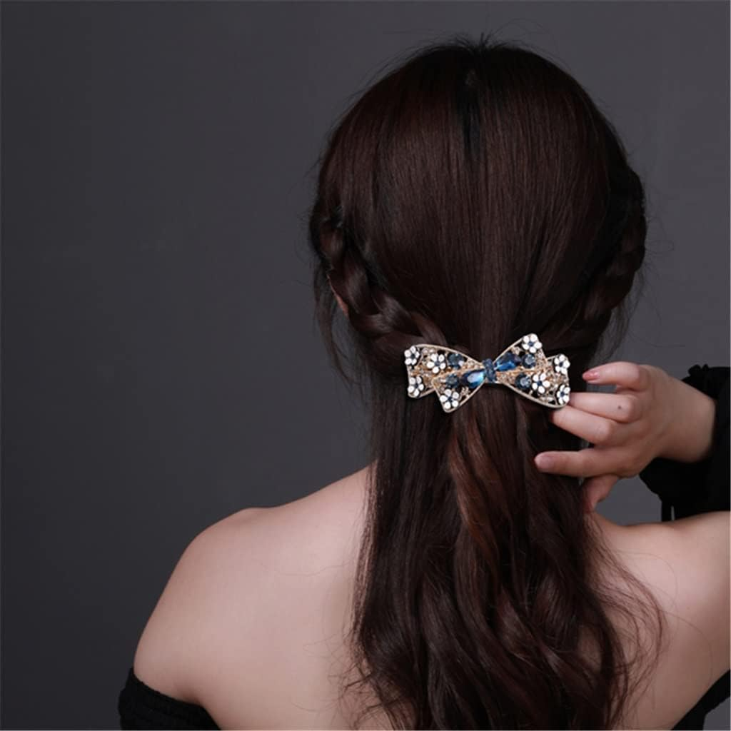 Alligator Clip,Headdress,Hair Clamp,Hairpins,Hairpin Female Korean Rhinestone Bow Hairpin One Word Clip Headgear Top Clip Back Head Broken Hairpin Clip (Color : A, Size : 6.5 * 4.5Cm) image number 2