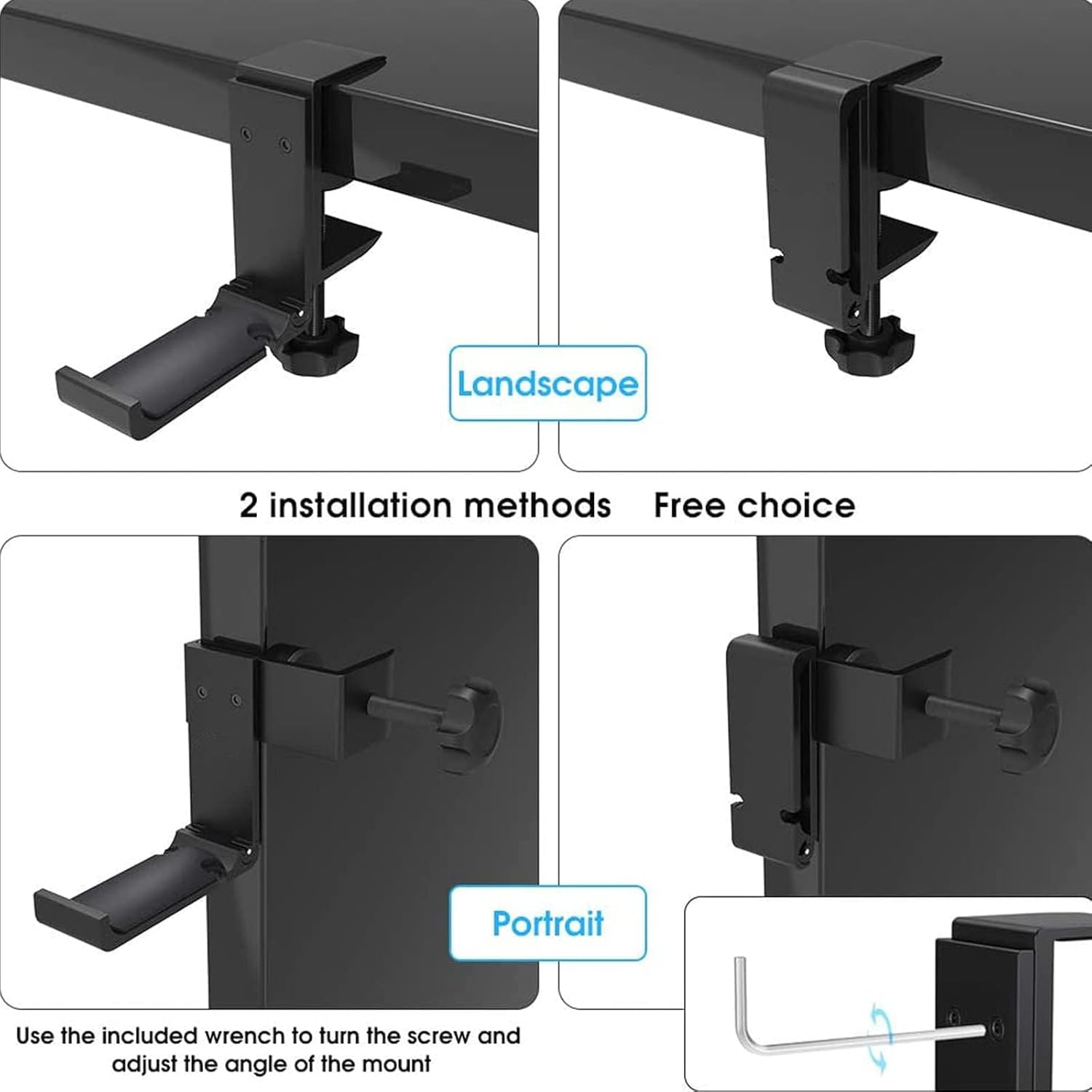 Headphone Holder, Necomi under Desk Headphone Stand Foldable Gaming Headset Hanger Mount Universal Metal Earphone Holder Hook image number 1