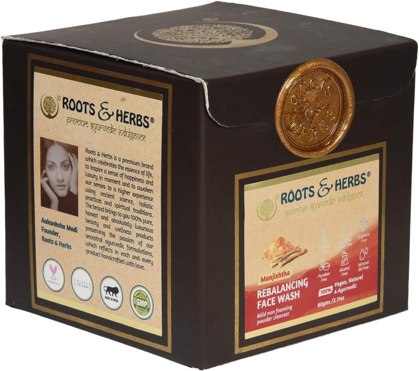 ROOTS and HERBS Ayurvedic Face Wash Natural Treatment 100% Vegan No Paraben Manjistha Face Wash for Man and Woman, Lep Powder for Oily Skin - 2.11 Oz