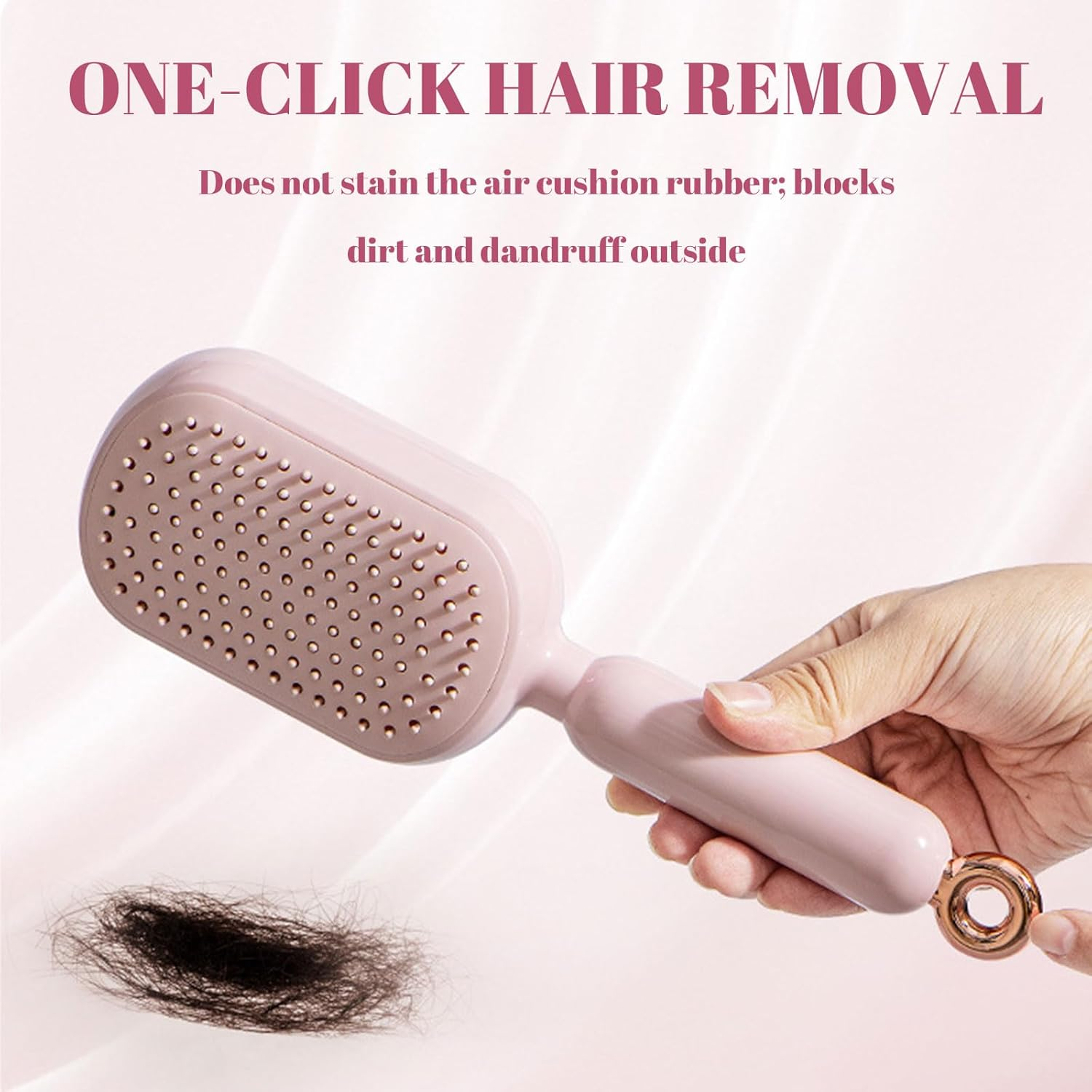 Muorruo Self-Cleaning Hairbrush, Retractable Hairbrush, Easy to Clean, Massage Comb with Retractable Bristles, Anti-Static Brushes with One-Swipe Cleaning, Hair Styling Tools image number 6