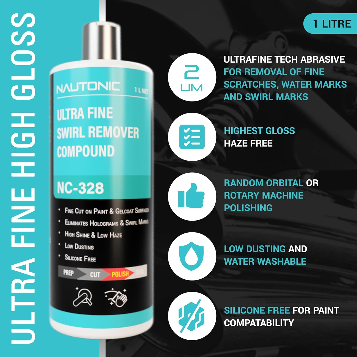 Ultrafine Swirl Remover Compound 1Lt - NC-328 - High Gloss Final Finish for Paints, Gelcoat and Acrylic image number 3