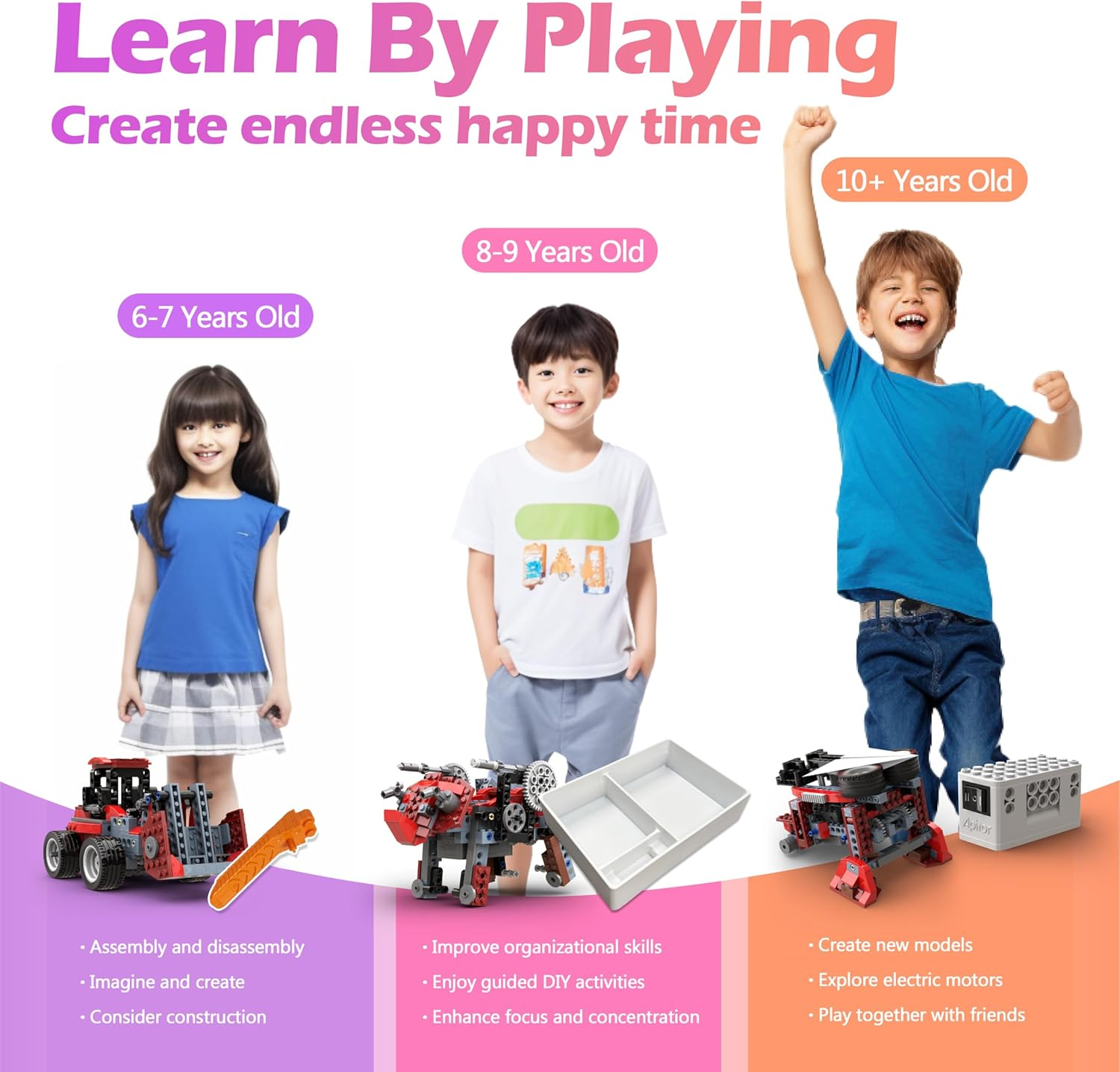 STEM Toys for Boys Age 6-12, 8-In-1 Electric Motor Monster Truck Car Building Kit, Educational Craft Building Toys, Christmas Birthday Gifts for Boys Girls 6 7 8 9 10 11 12 Year Old (240PCS) image number 4