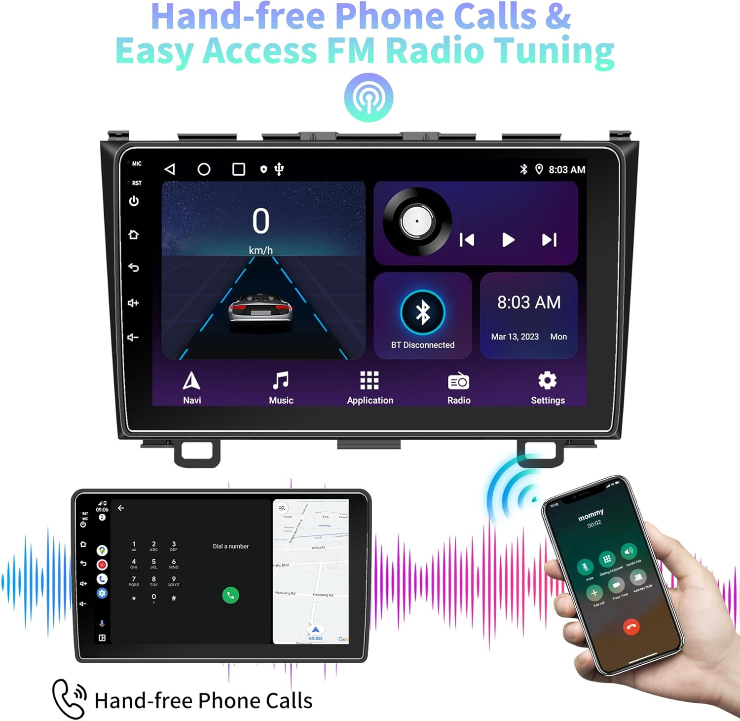 Android 12 Car Stereo for Honda CRV 2007 2008 2009 2010 2011 with Wireless Carplay/Android Auto, Car Radio Bluetooth, HD Touchscreen, GPS Navigation, Wifi/Hotspot, SWC Voice Control Head Unit 2G+64G