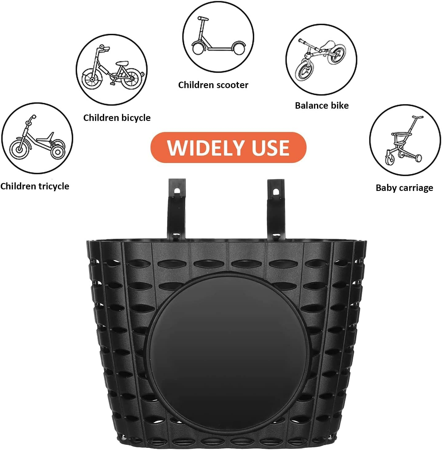 Freefish Kids Bike Basket with Adjustable Straps Design, Handlebar Bicycle Basket for Children Bike Accessories (Black) image number 3