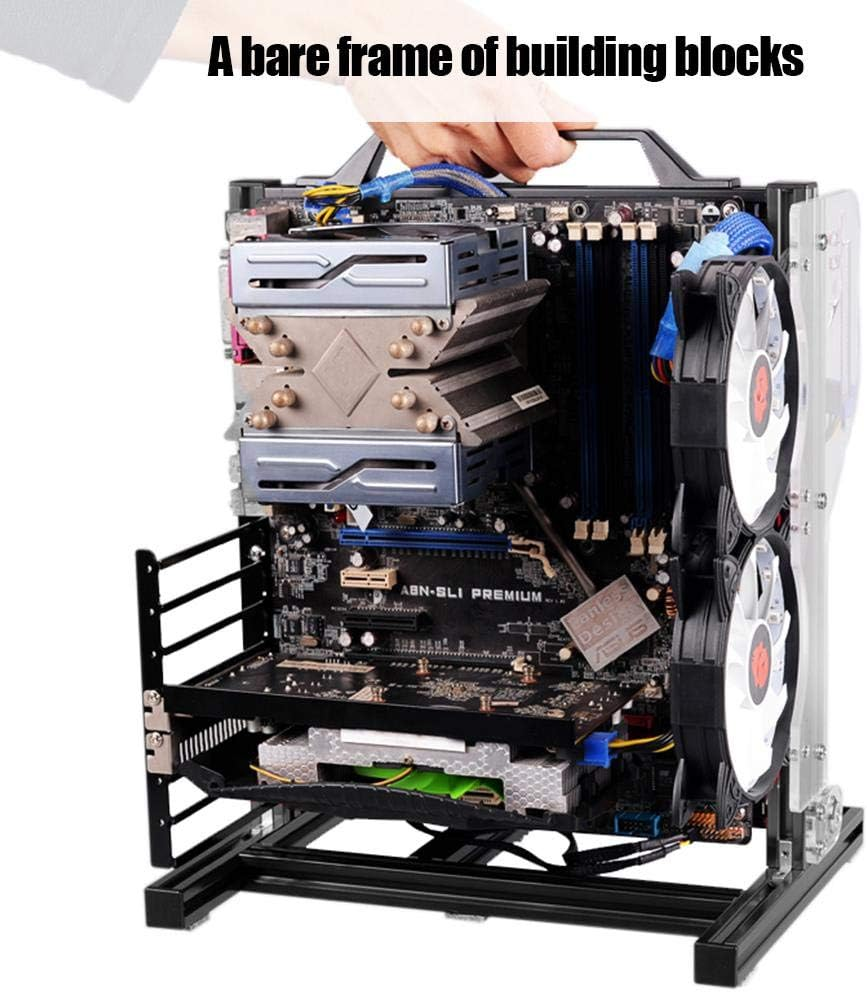 Open PC Housing, ATX/M-ATX/ITX Housing with Open Housing for Vertical Overclocking Tests, DIY Housing with Open Rack and Handle, 20 X 20 Aluminium Profile