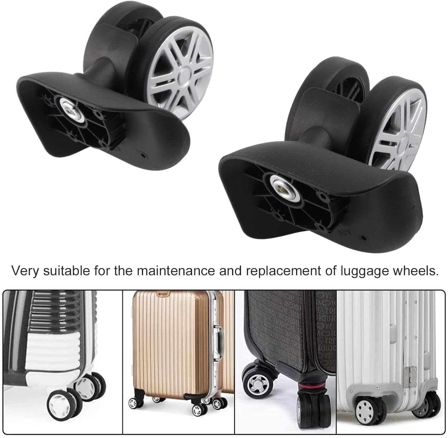 LOCADENCE 1 Pair Luggage Suitcase Wheels, Quiet Swivel Luggage Caster Wheels for the Maintenance and Replacement of Luggage Wheels image number 6