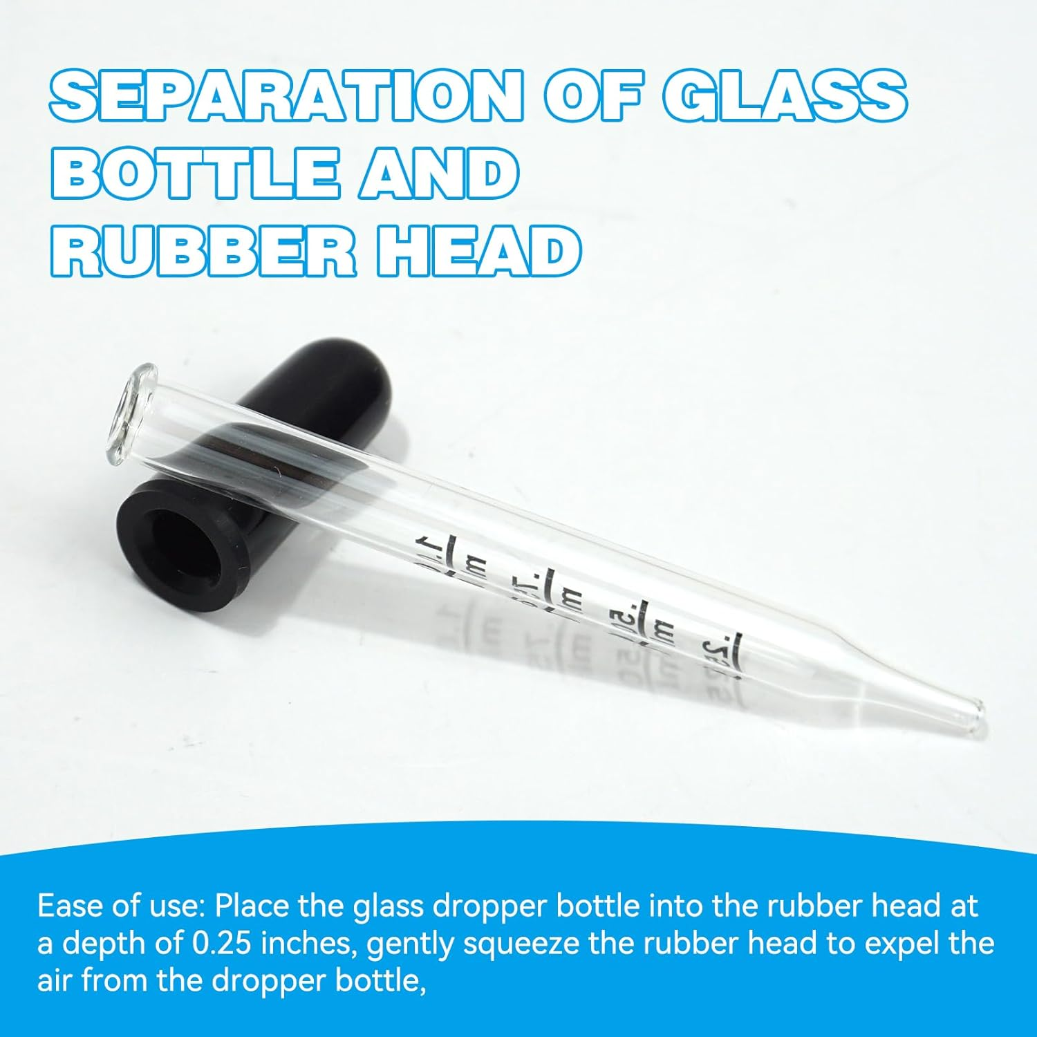 10 Pack Glass Droppers Set, 1Ml Pipettes with Natural Rubber Bulbs, Straight & Elbow Tip Calibrated Droppers for Essential Oils Science Labs Skincare Formulating image number 6