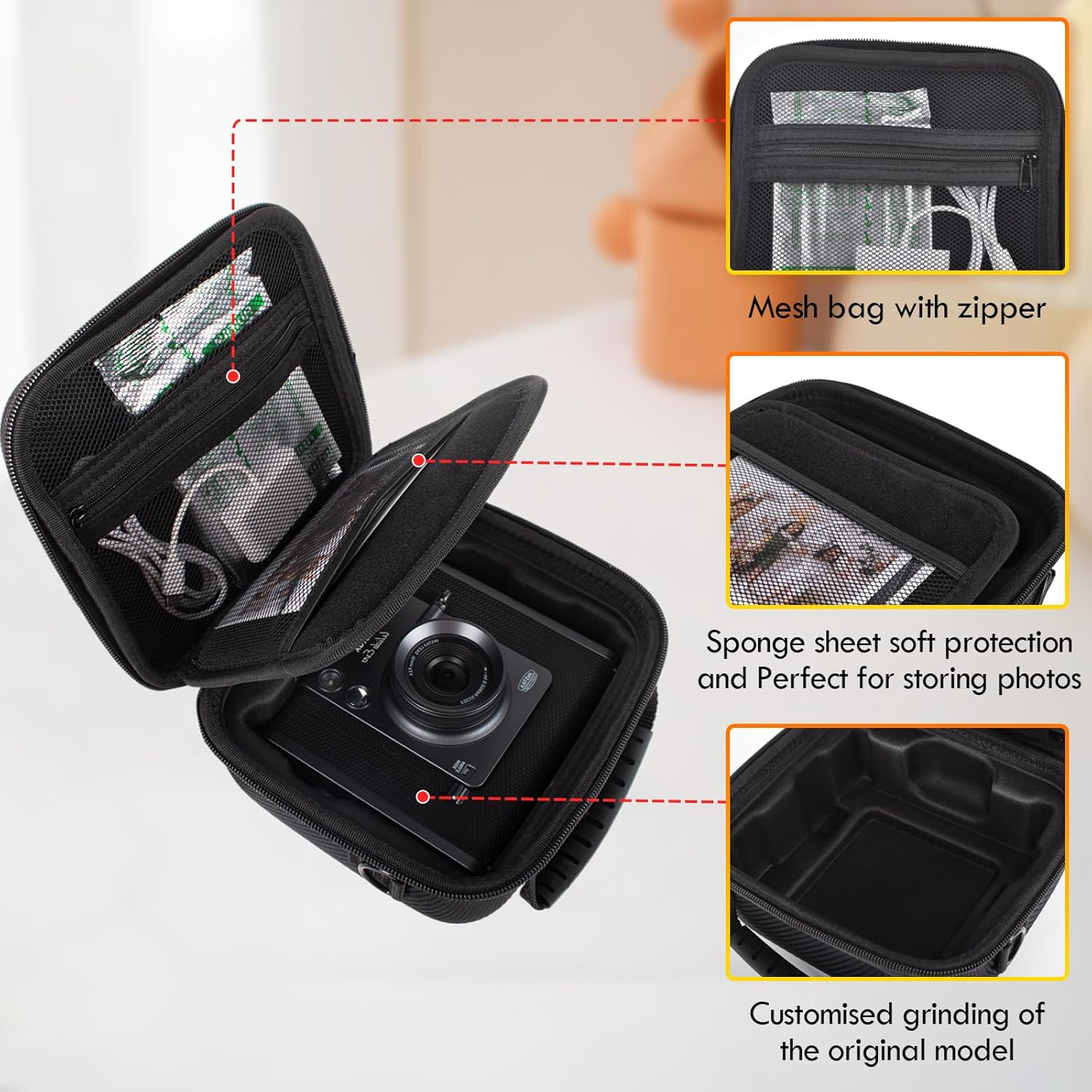 VOVMOEYA Fujifilm Wide Evo Case with Adjustable Shoulder Strap, Eva Hard Carrying Case, Camera Bag, Perfect Fit