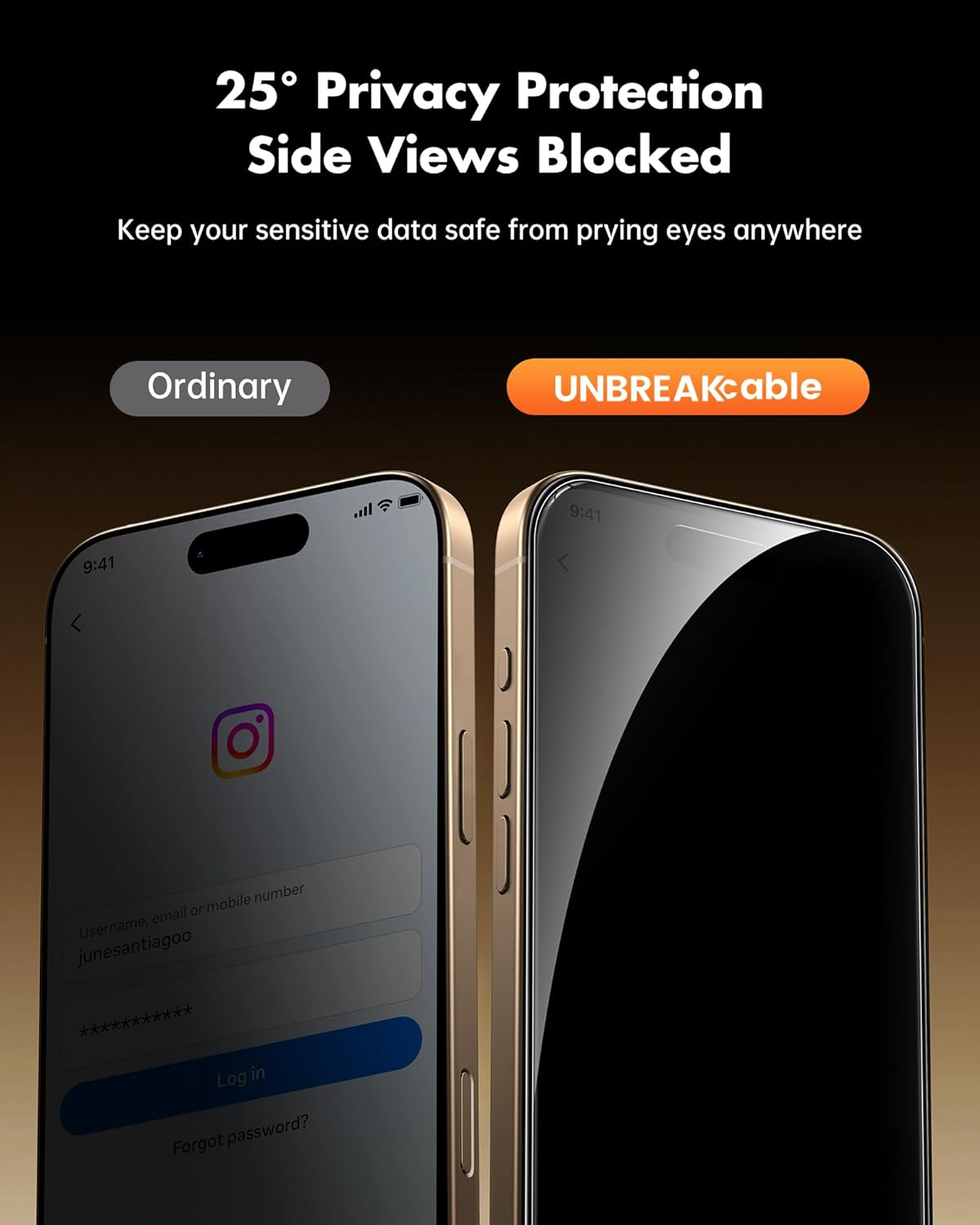 Unbreakcable Privacy Screen for Iphone 16 Pro, 3 Pack Screen Protector with [25&deg; Anti-Spy] [Easy Installation with Frame][99.99% HD Clear] [9H Hardness] [Anti-Fingerprint] Compatible with 6.3 Inch