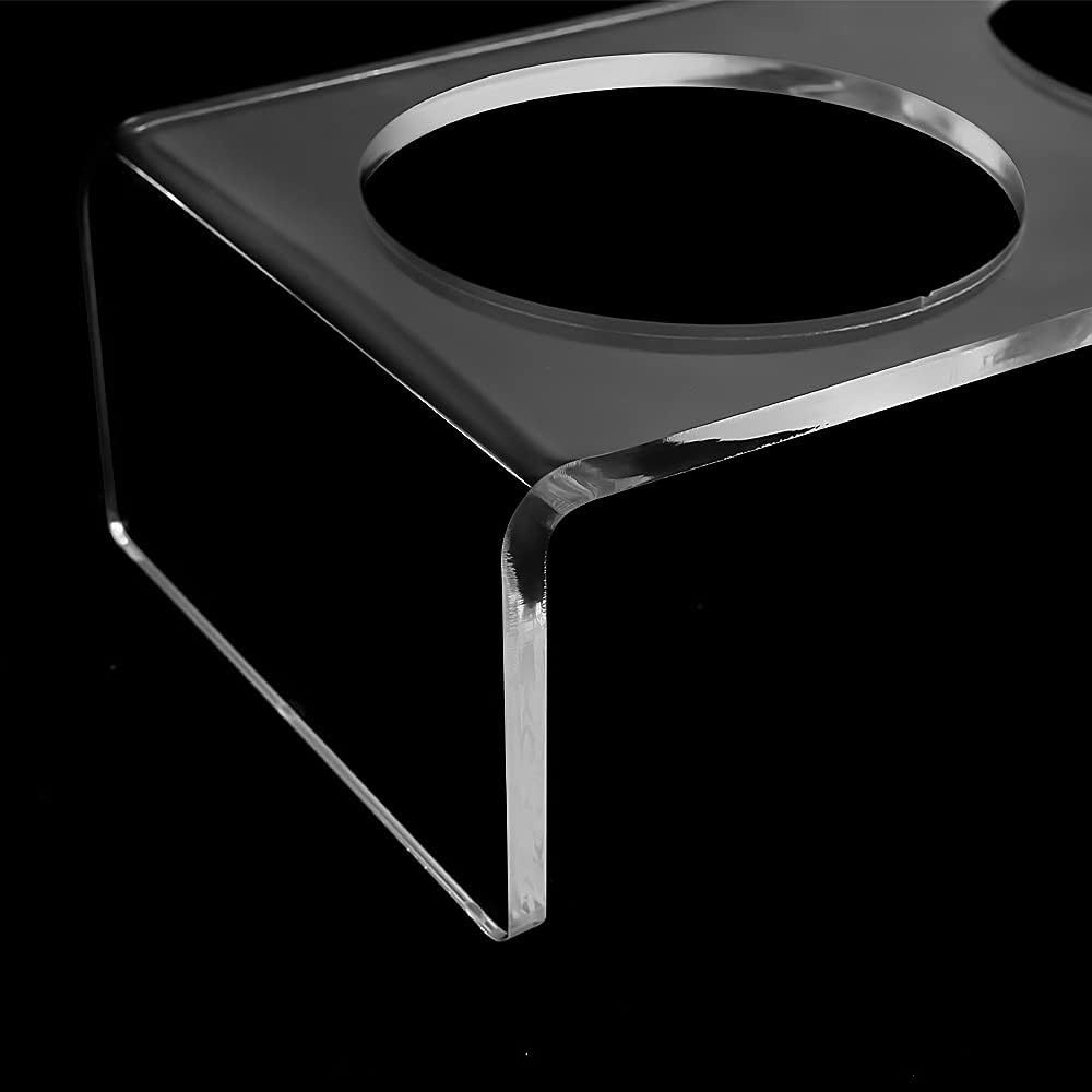 Acrylic Elevated Dog Cat Bowls Pet Feeder Double Bowl Raised Stand Comes with 4 Removable Stainless Steel Bowls. Perfect for Cats Puppies Small Dogs, 3.75 Inch image number 3