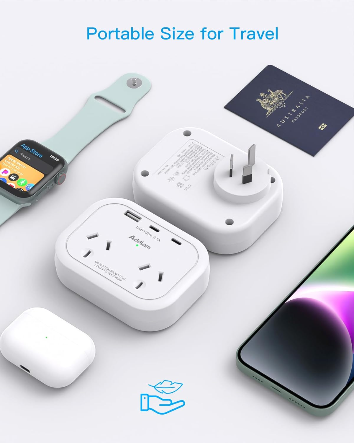 Power Board, Power Strip with 3 USB Ports (2 USB C), No Cord Extension Board, Double Adapter, Outlet Extender, Multi Plug Outlet, Cruise Ship Accessories for Home, Office, Bedroom, Travel image number 2