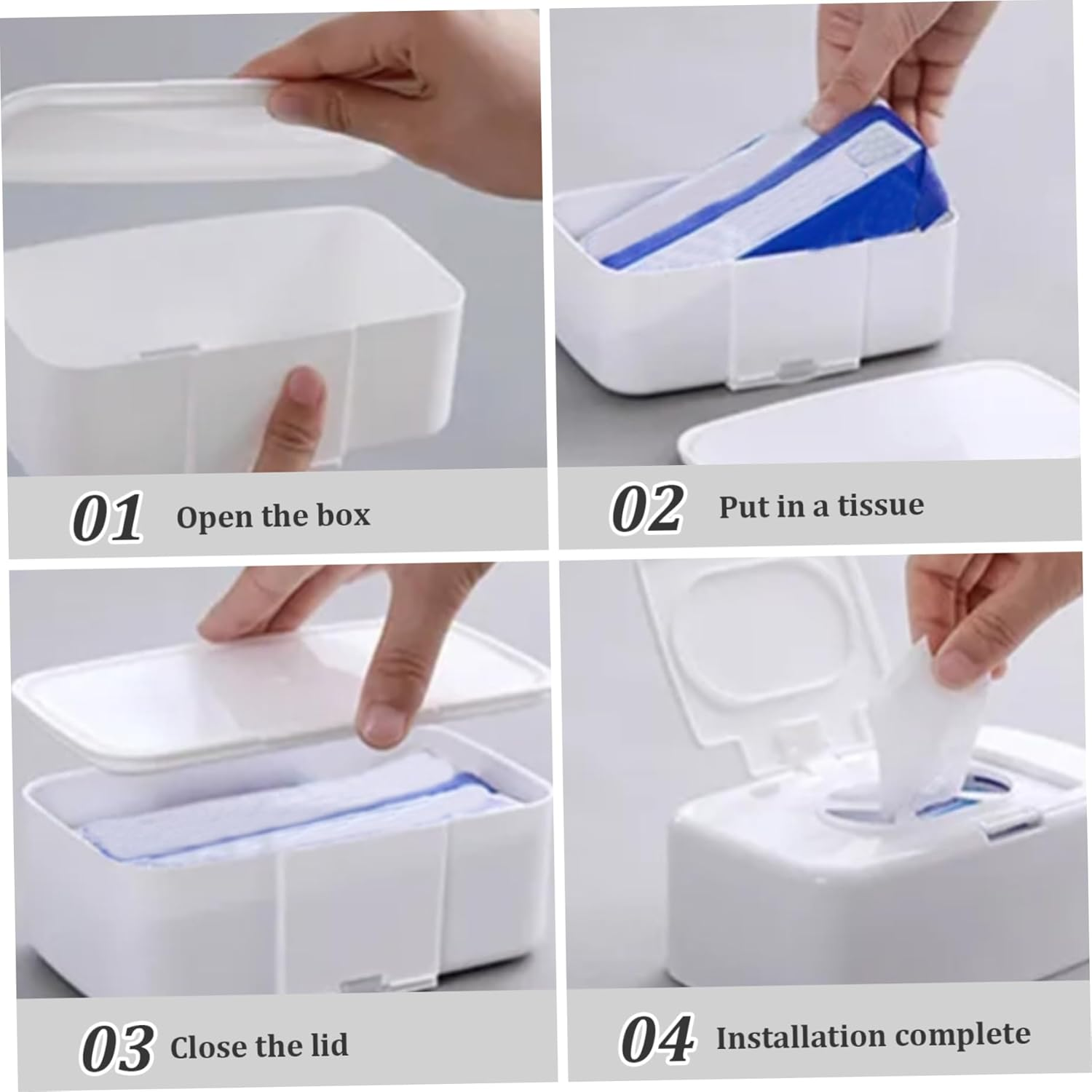 Baby Wipes Dispenser Refillable Wipe Holder One-Hand Operation Wipes Container Sealed Wet Dispenser Box for Bathroom Keeps Wet Tissue Fresh Baby image number 2