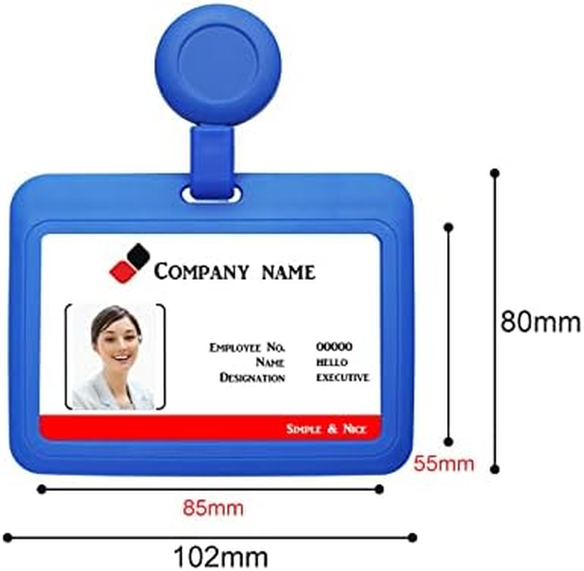 ID Badge Holder Case Horizontal with Reel Clip Retractable Heavy Duty Credit Card Business Card Office Supplies image number 4