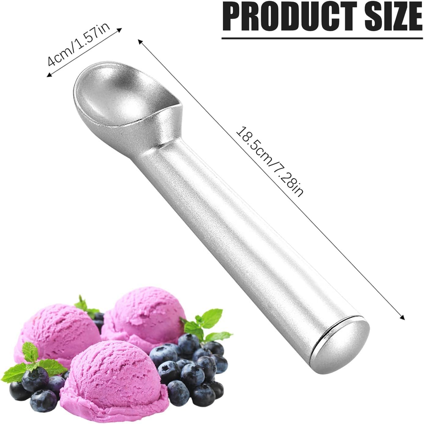 Ice Cream Scoop, 7 Inches Nonstick Anti-Freeze One Piece Aluminum Scooper Spoon, Durable, Lightweight, Perfect for Frozen Desserts, for Gelato, Cookie Dough, Sorbet, Almond image number 5