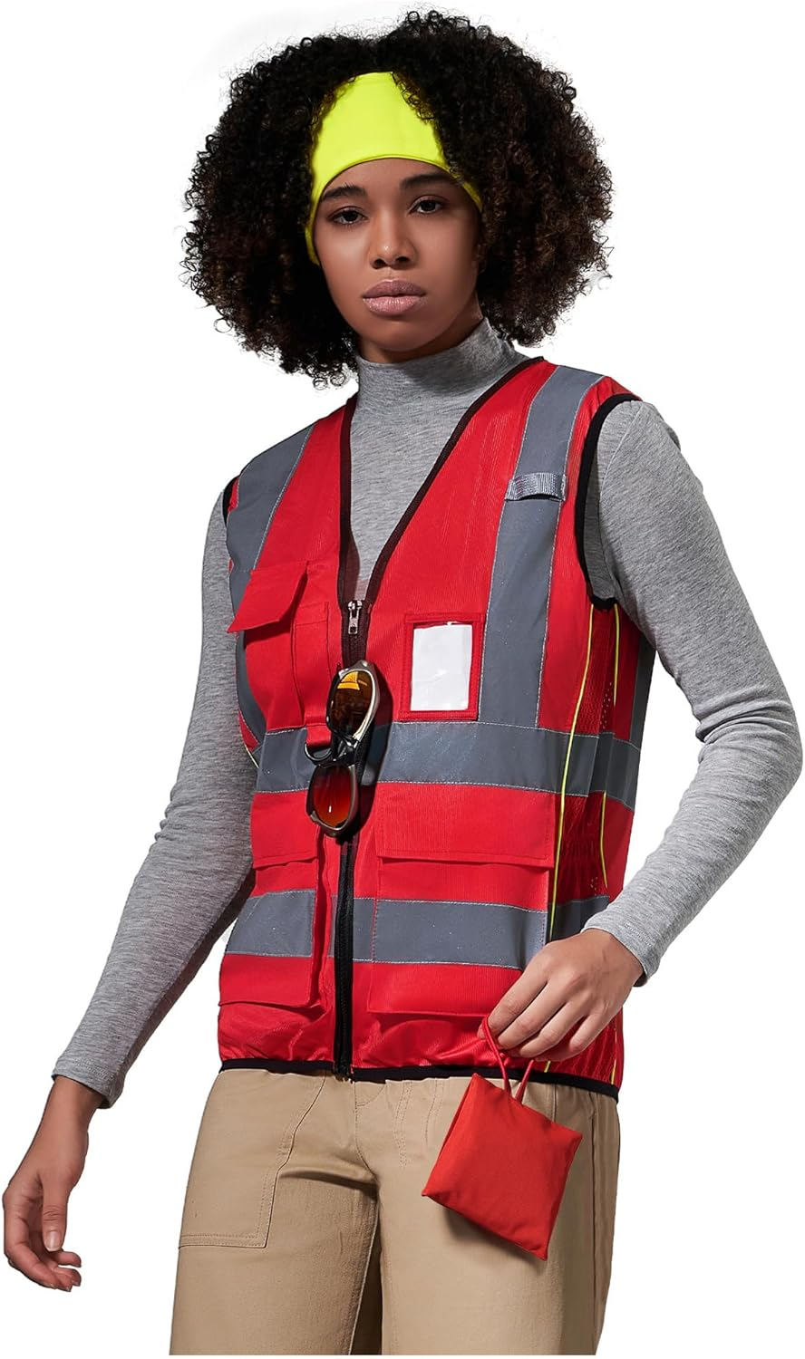 AYKRM Work Vest High Visibility Vest Women'S Safety Vest Running Vest with Zip and Pockets image number 6