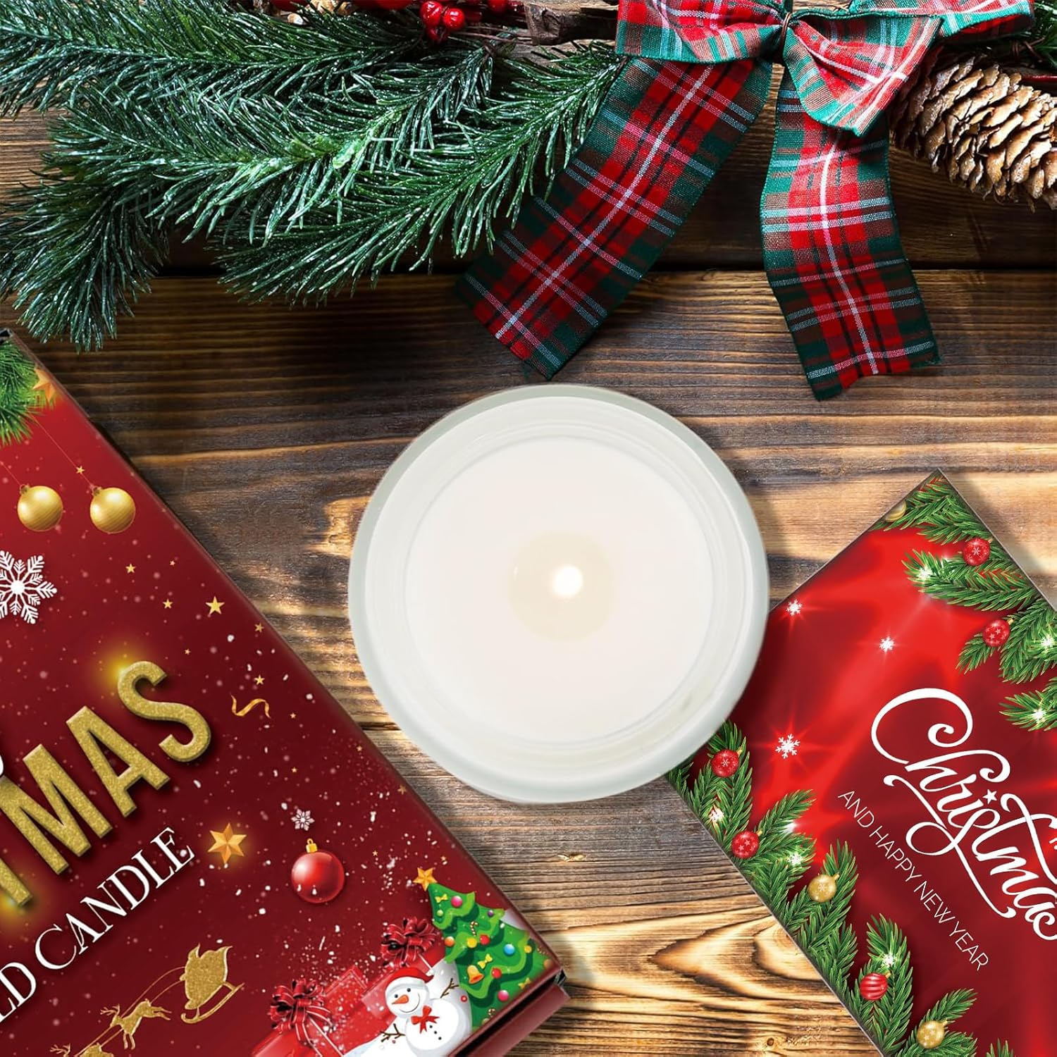 Christmas Candle Gift Set - 4 Pack Soy Wax Candles | Cherry Amber, Cranberry Cinnamon, Lime Musk + Snow Orchid | Home Aromatherapy Holiday Gifts (Christmas Scented Candles Set) image number 1