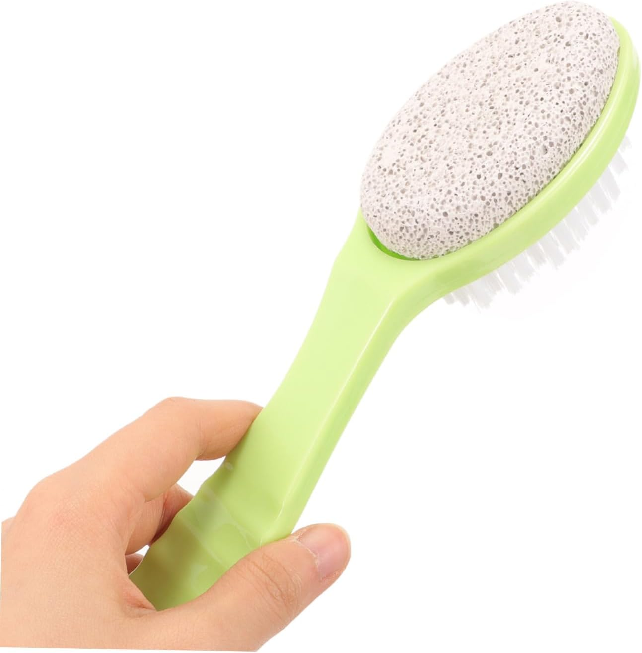 Double-Sided Foot Scrubber Brush and Natural Pumice Stone Callus Remover for Dead Skin Exfoliation, Portable Green Foot File for Smooth Heel Care in Pedicure