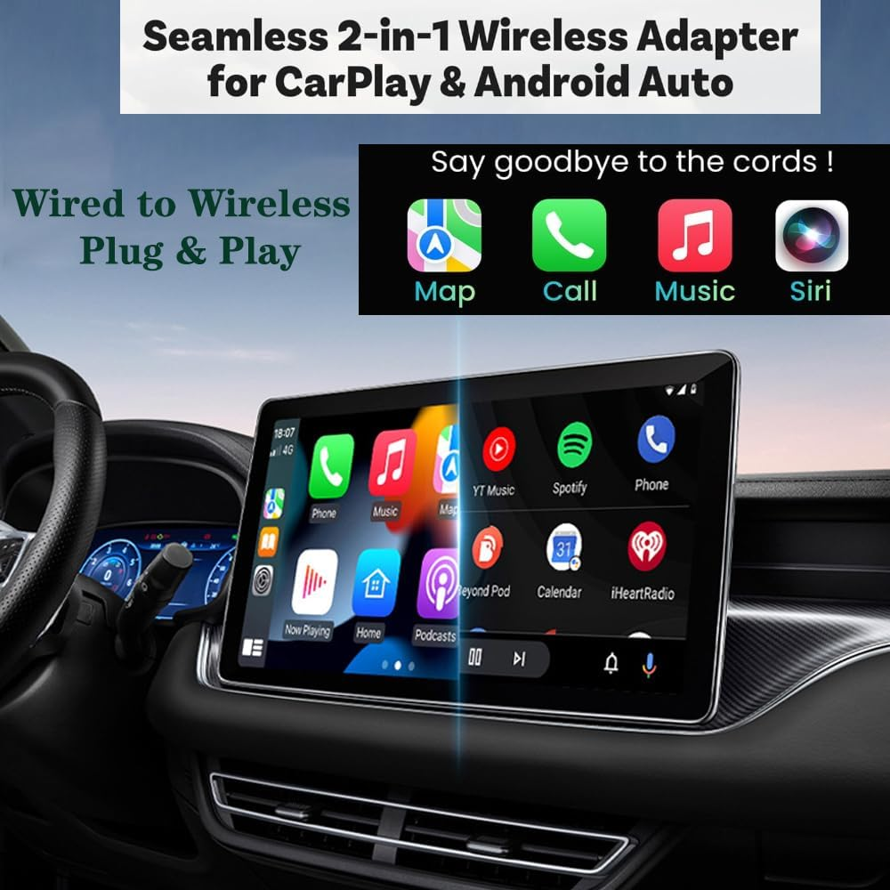 2025 Upgrade Wireless Carplay Android Auto Adapter, Plug & Play USB Dongle Design for Cars with Built-In Wired Apple Carplay, Compatible with Iphone & Android, Bluetooth 5.2, Dual-Band Wifi image number 4