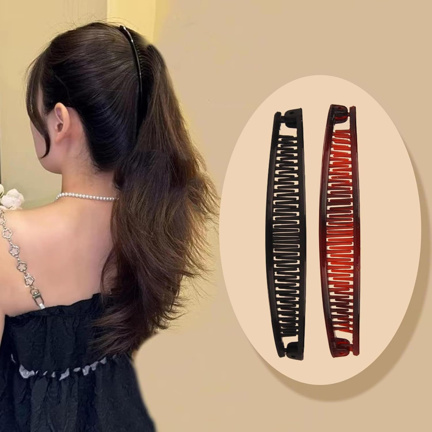 Pack of 4 Banana Clip Hair, Banana Clip Thick Hair, Retro Female Hair Accessory Hair Comb, Banana Hair Clip, Hair Clips, Vintage Fish Tail, Hair Clip Women image number 6