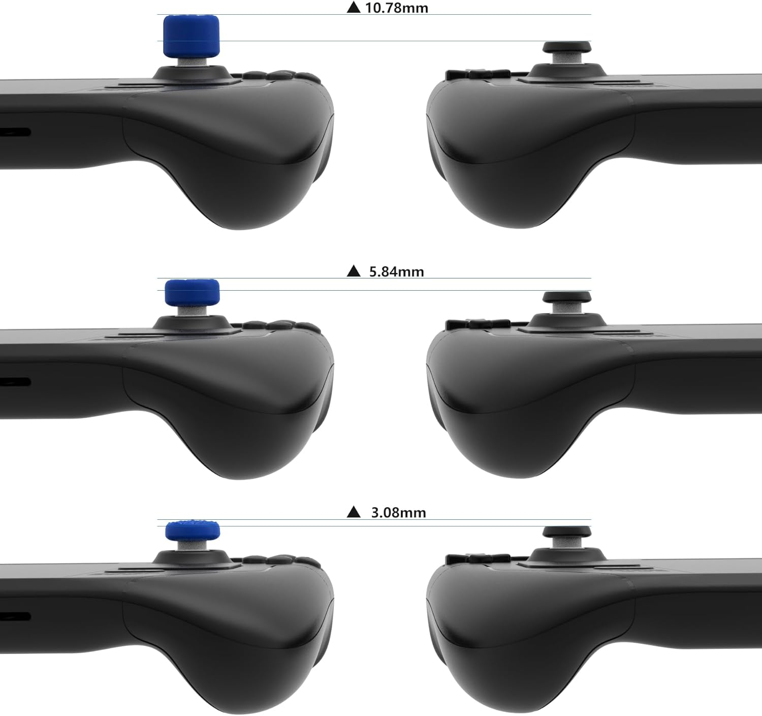 Playvital Blue Ergonomic Stick Caps Thumb Grips for Steam Deck LCD & OLED, for PS Portal Remote Player - with 3 Height Convex and Concave - Diamond Grain & Crack Bomb Design, Set of 10 image number 1
