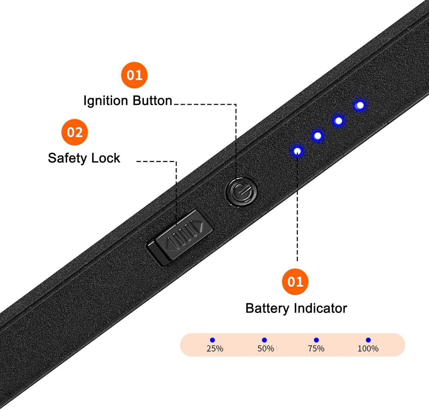 Electric Lighter, 2 Pack of USB Rechargeable Candle Lighter with Hook, Windproof Arc Lighters with Battery Indicator and Safety Switch for Candle, Kitchen,Grill,Camping (Black+Blue) image number 3