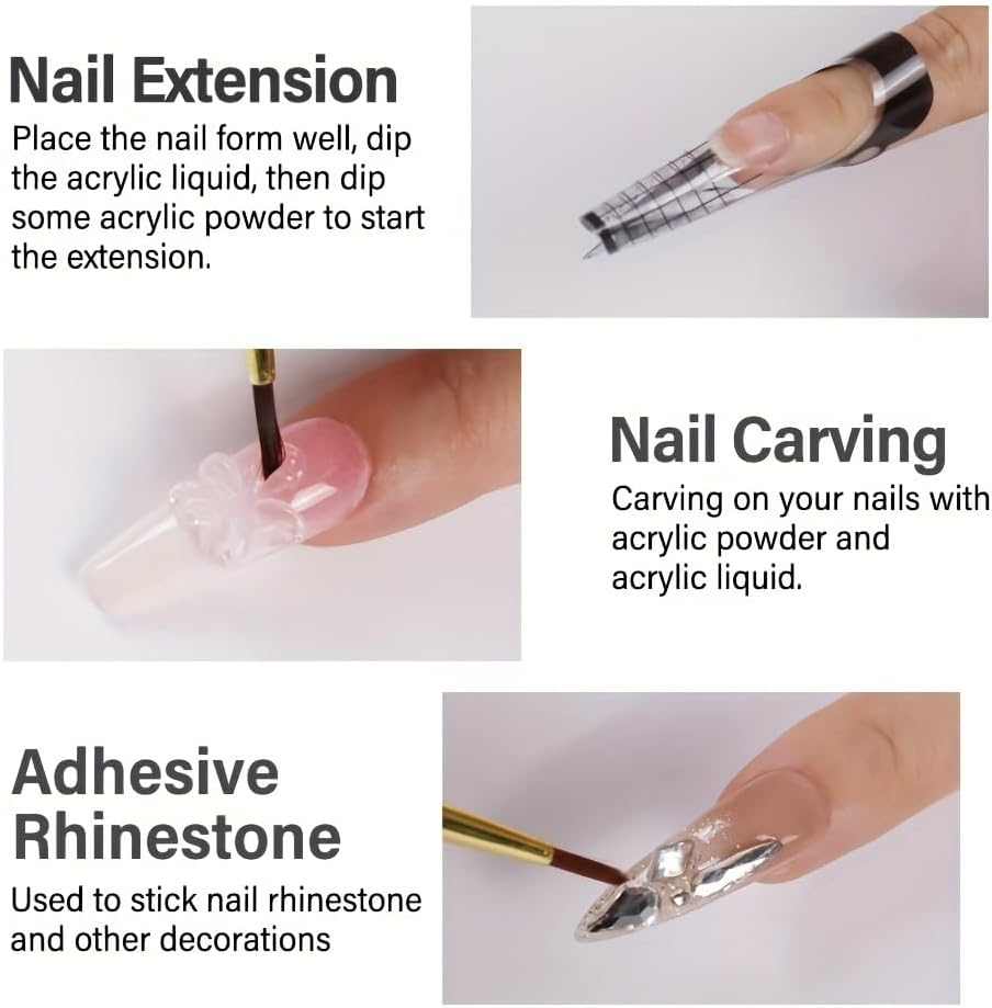 Acrylic Powder Long-Lasting 15G (Nude) Professional Acrylic Nail Powder System for Acrylic Nails Extension 3D Nail Art Polymer Powder - White image number 6