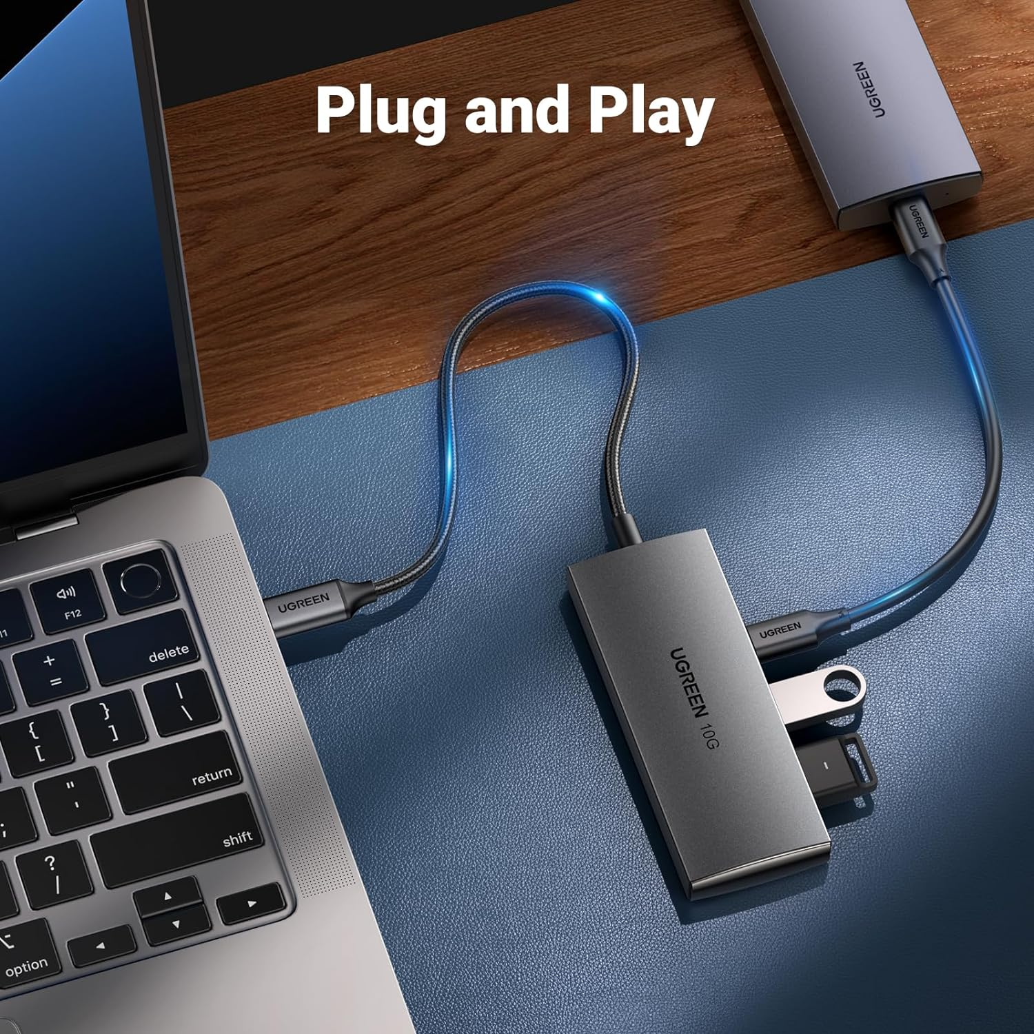 UGREEN USB C Hub 10Gbps Aluminum Type C Splitter with 2 USB C& a 3.2 Data Ports, Multiport Adapter for PC Laptop Imac Thunderbolt Macbook M1/M2, Ipad Pro, XPS, HP Envy, Galaxy S24 and More image number 1