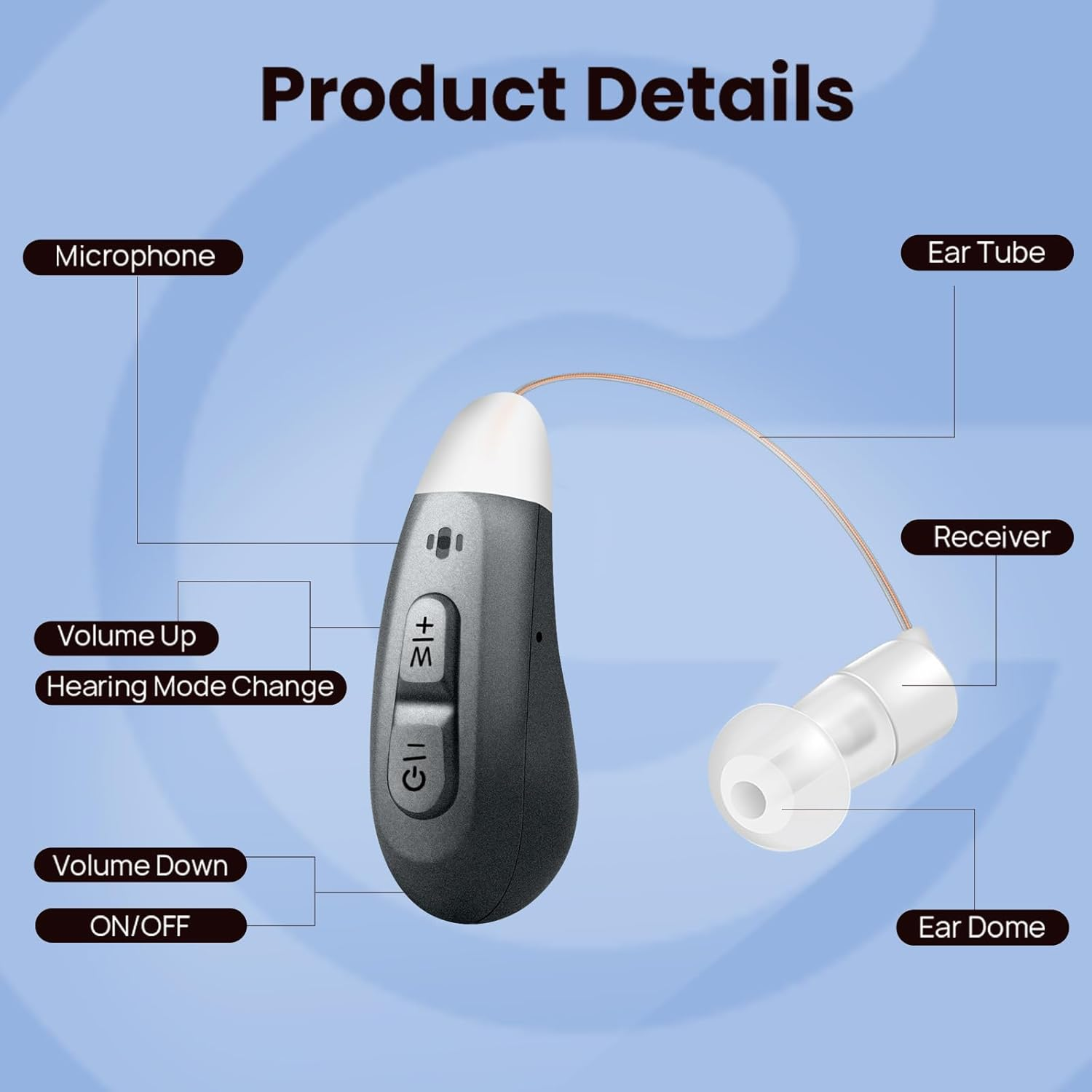 JINGHAO Hearing Amplifier Aids Rechargeable for Seniors Adults Auto Power on off with Portable Charging Case image number 1