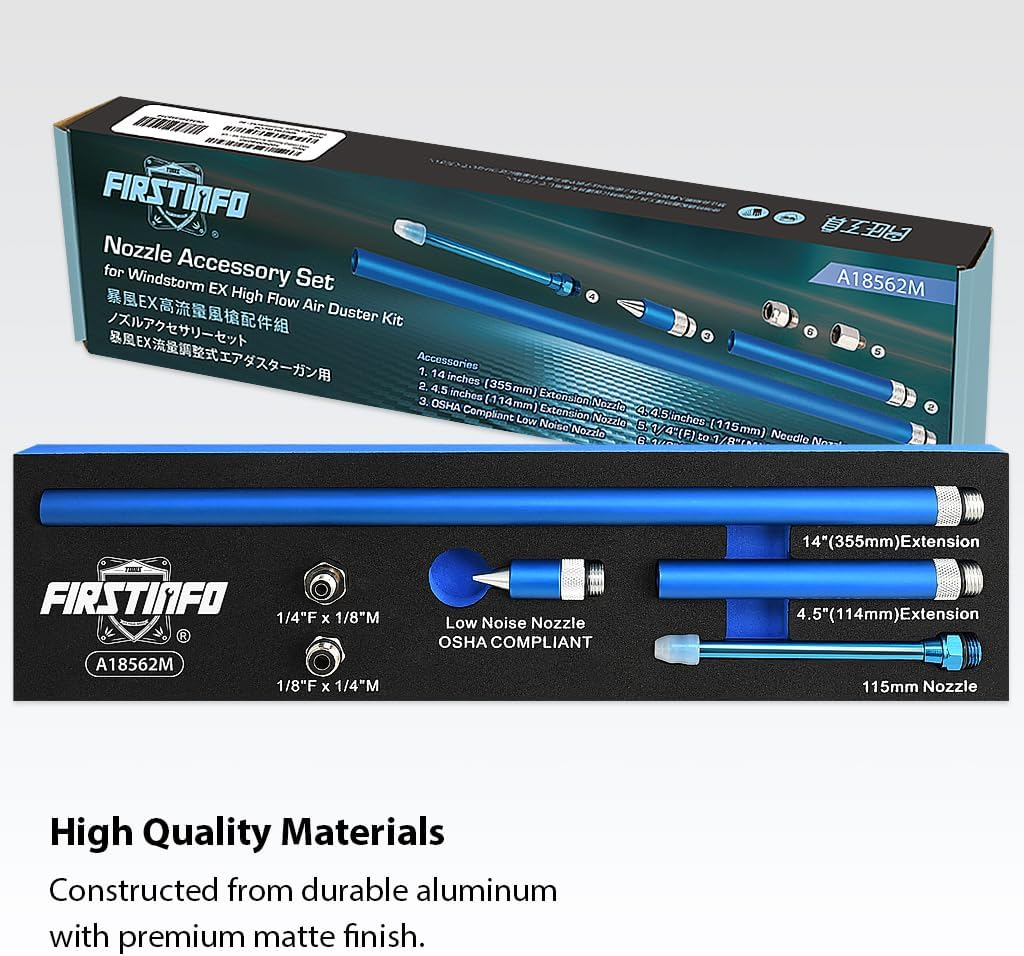 FIRSTINFO A18562M Nozzle Accessories Kit for Windstorm EX Air Blow Gun with Adjustable Air Flow image number 1