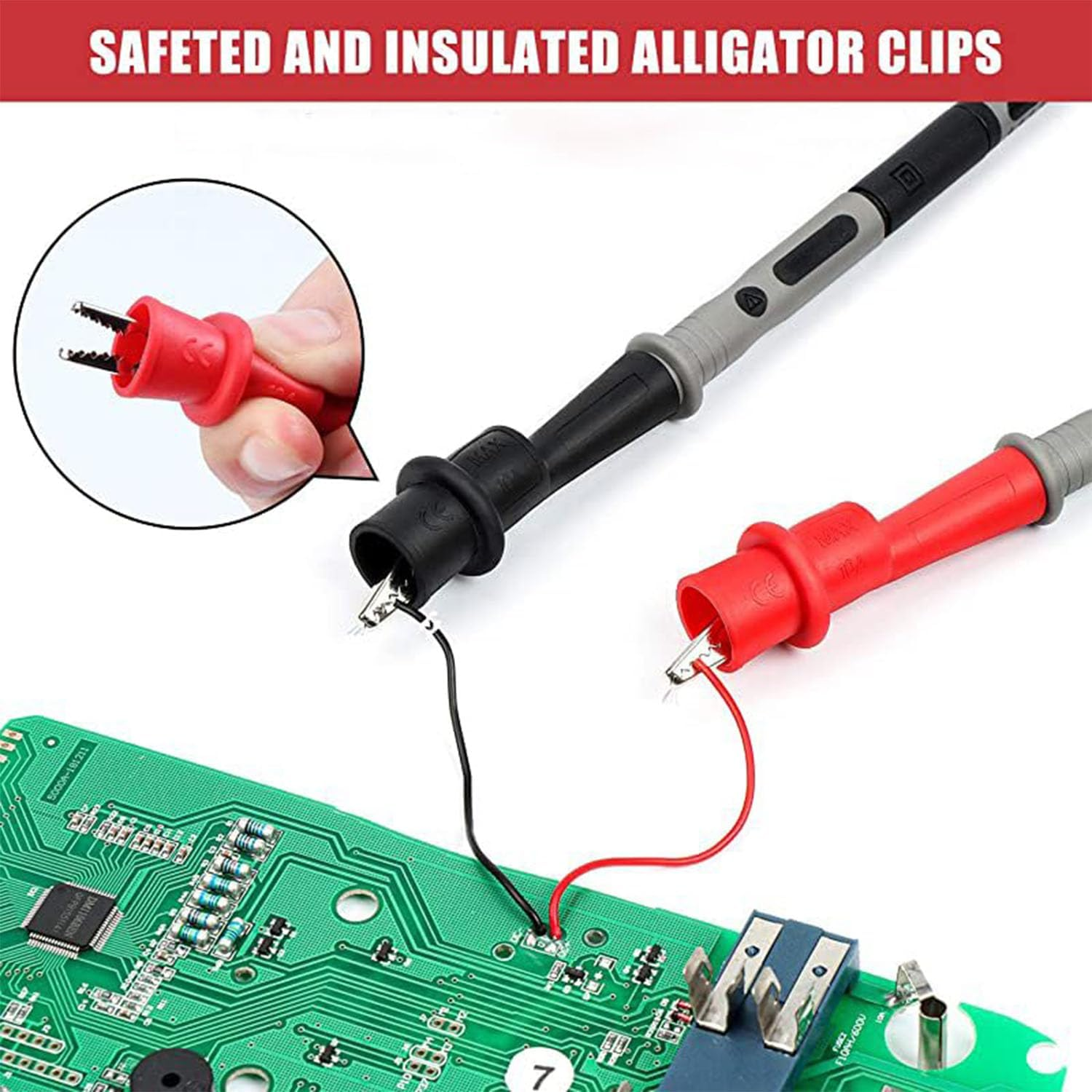 Songholee Soft Silicone Electrician Test Leads Kit CAT III 1000V, Multimeter Leads 20A, Digital Multimeter Probes Electrical Test Probe, Multimeter Test Leads with 2PCS 1000V 10A Crocodile Clips image number 1