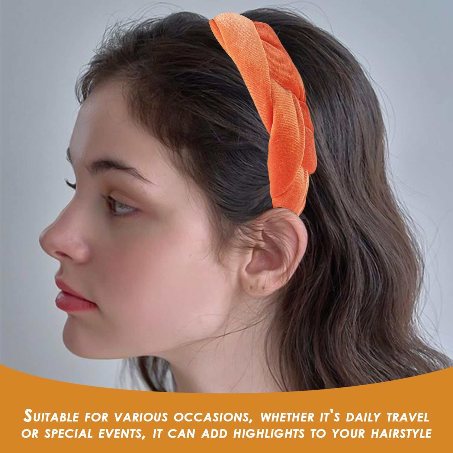 Pack of 2 Braided Headbands, Velvet Headbands, Retro Headbands, Fashionable and Simple Headbands, Hair Accessories, Women'S Hair Accessories image number 5